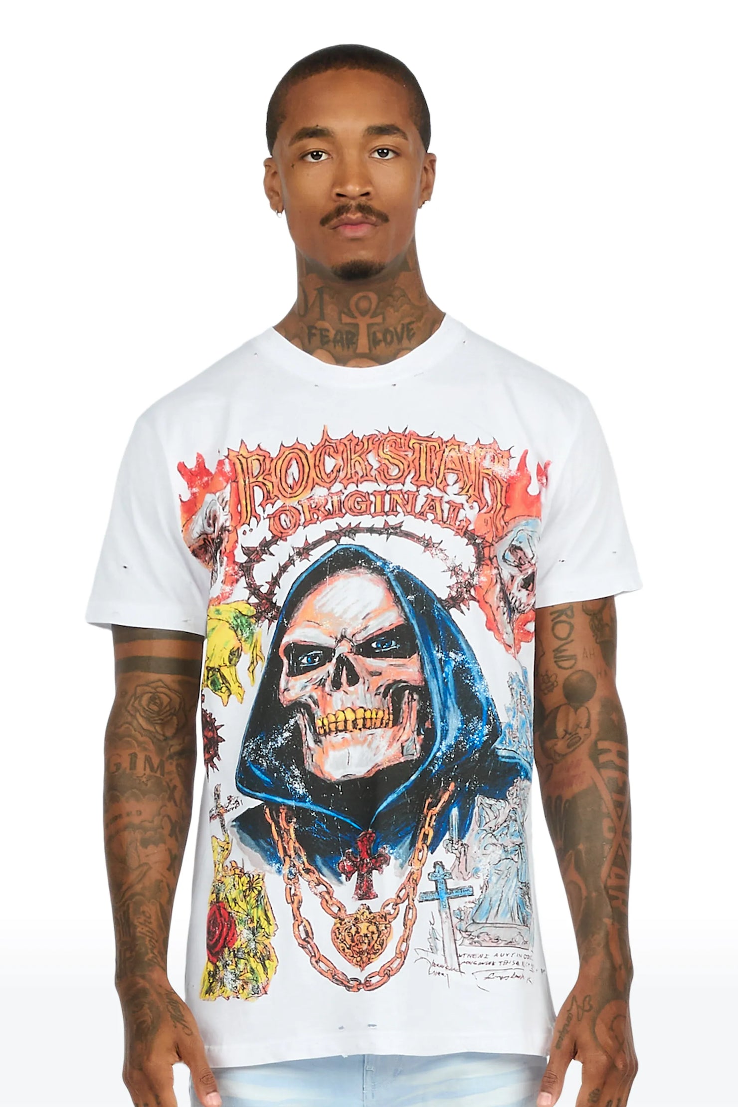 Chavis White Oversized Graphic T-Shirt