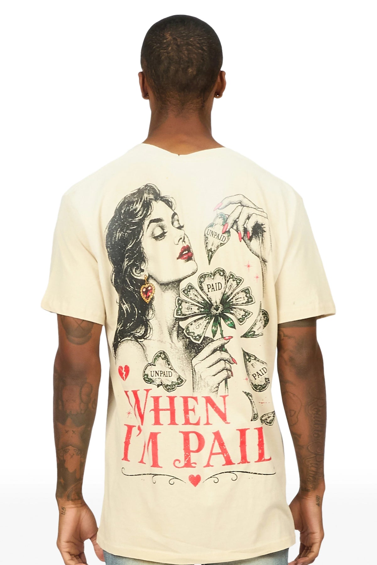 Jalen Beige Oversized Graphic T-Shirt