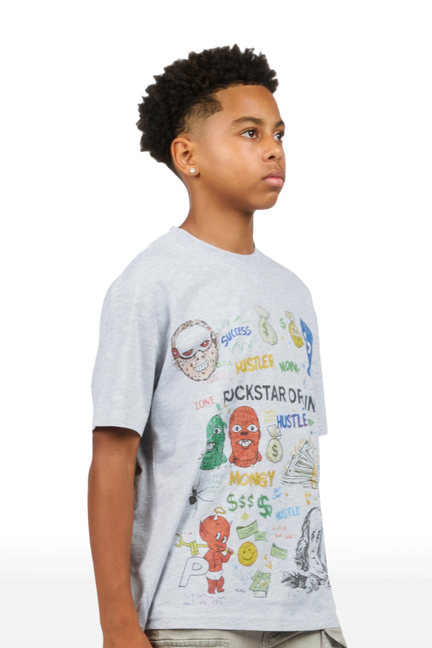 Boys Raxor Heather Grey Graphic T-Shirt