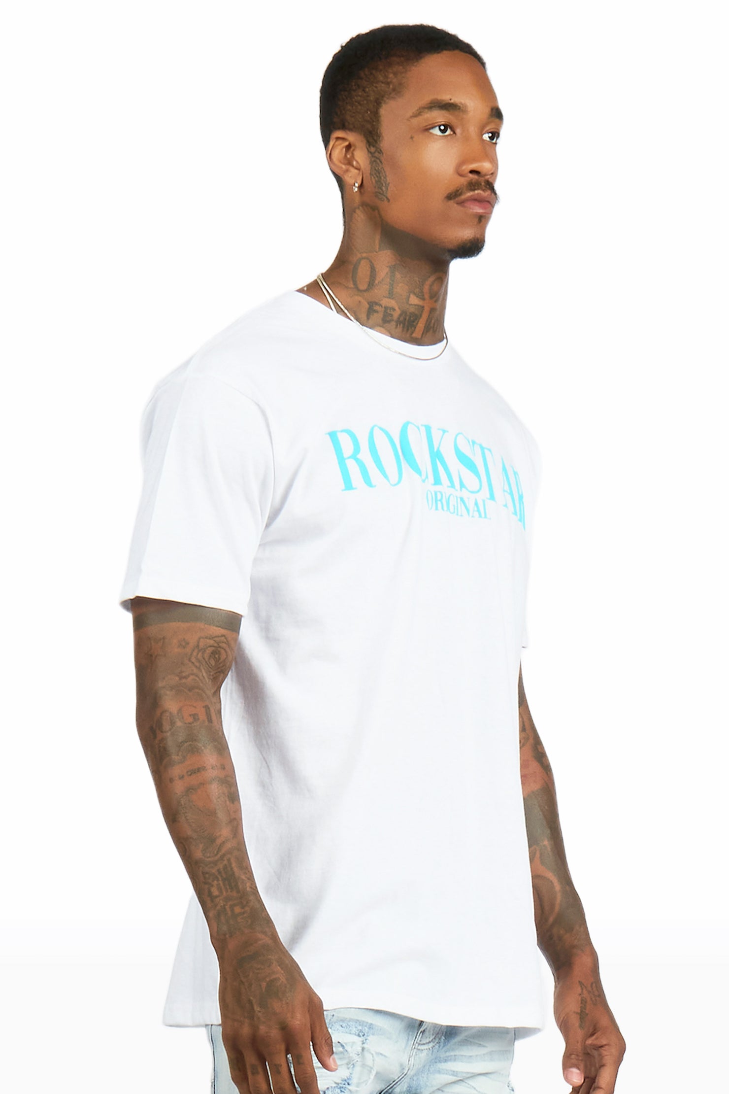 Octavio 2.0 White/Blue Oversized Graphic T-Shirt