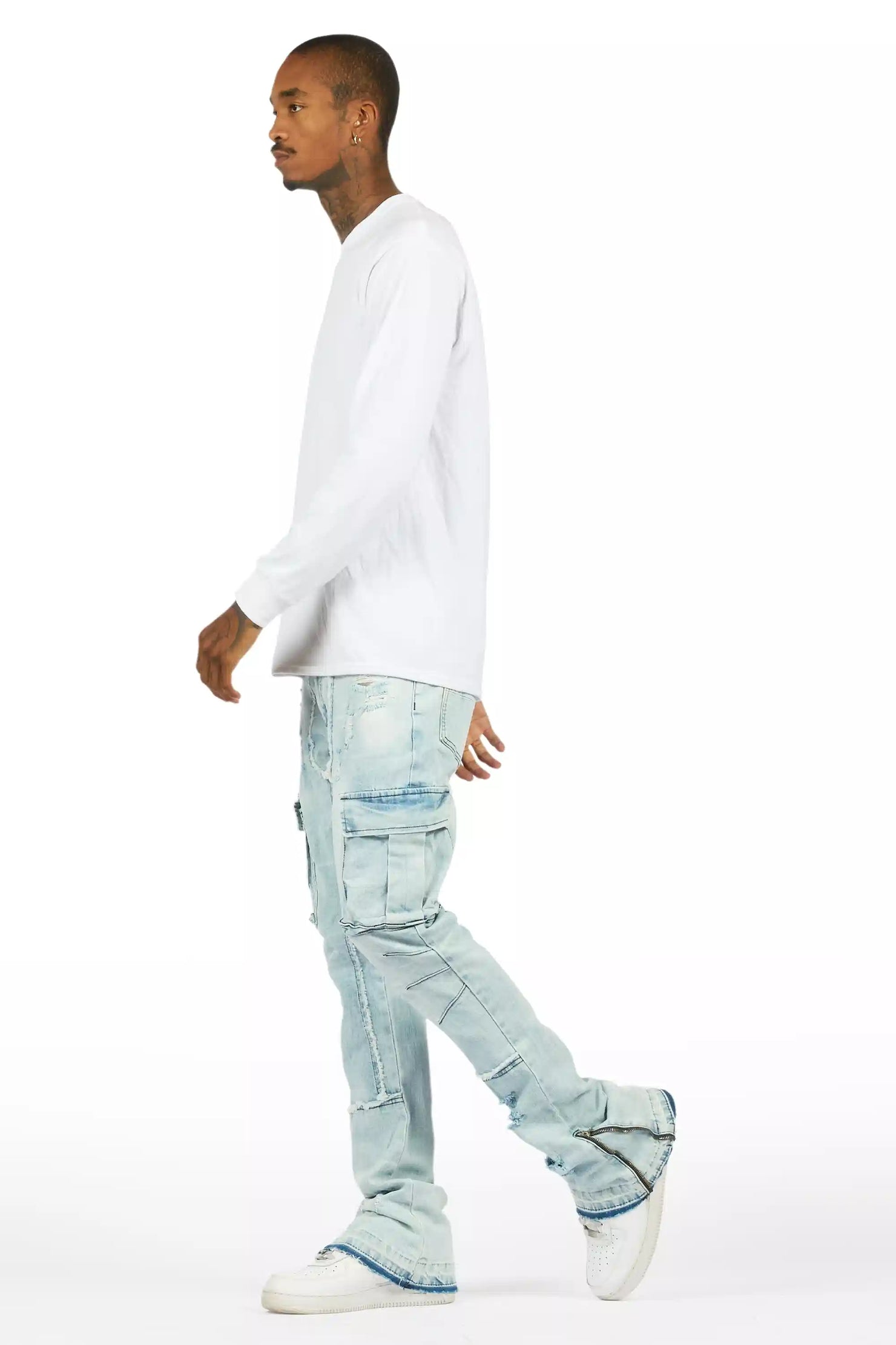 Aftermath Light Blue Stacked Flare Jean