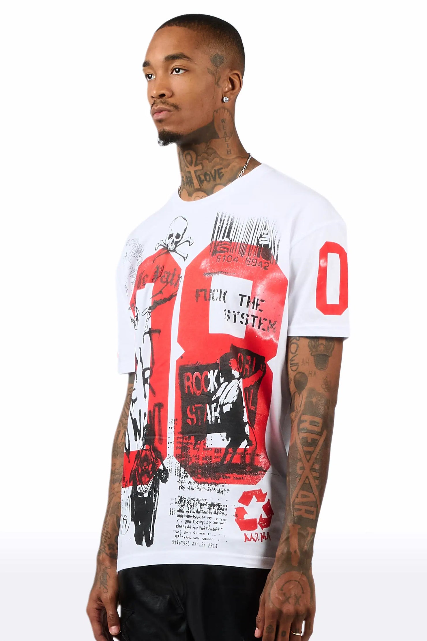 Grill 3.0 White/Red Oversized Graphic T-Shirt