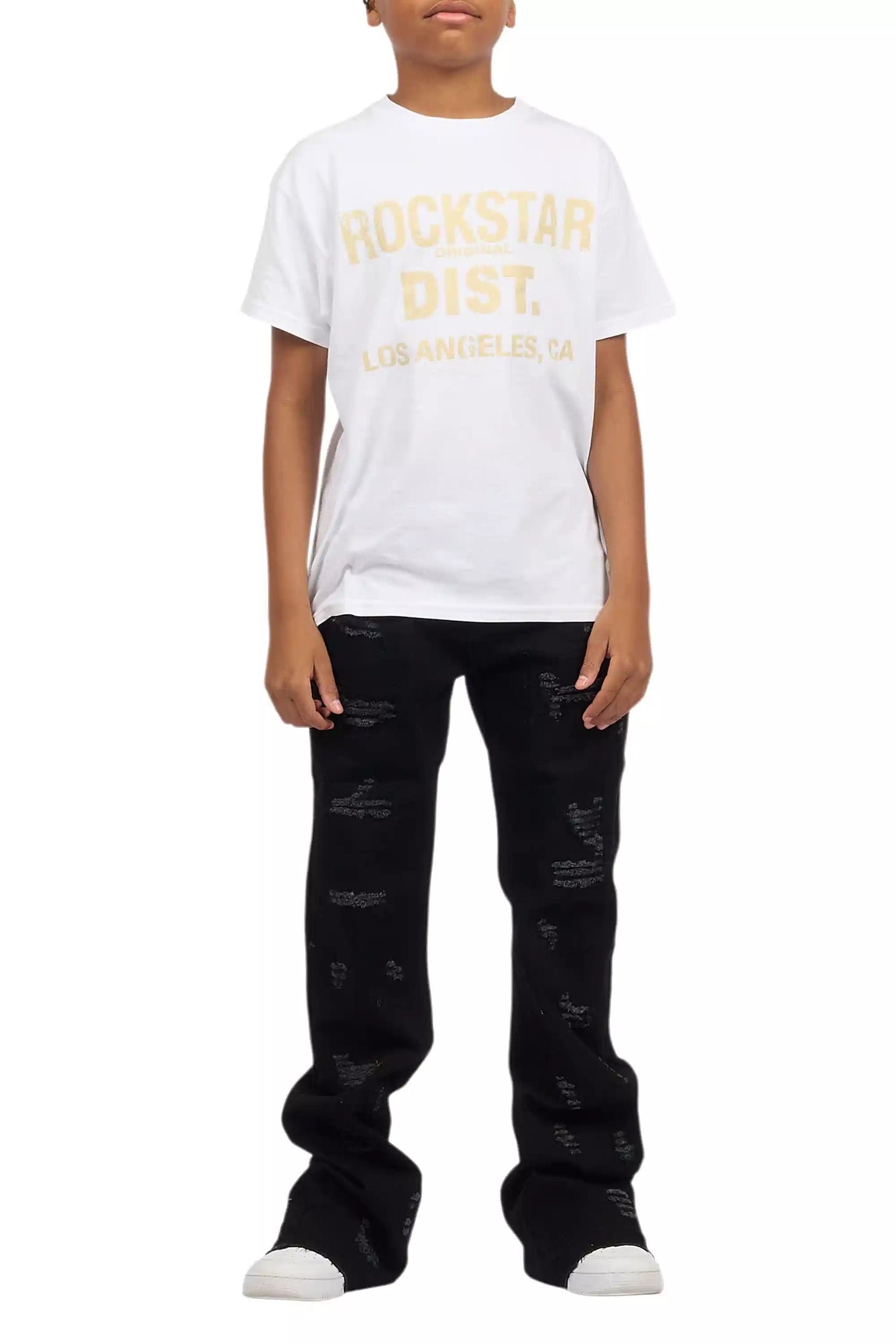 Boys Holibert Jet Black Stacked Flare Jean