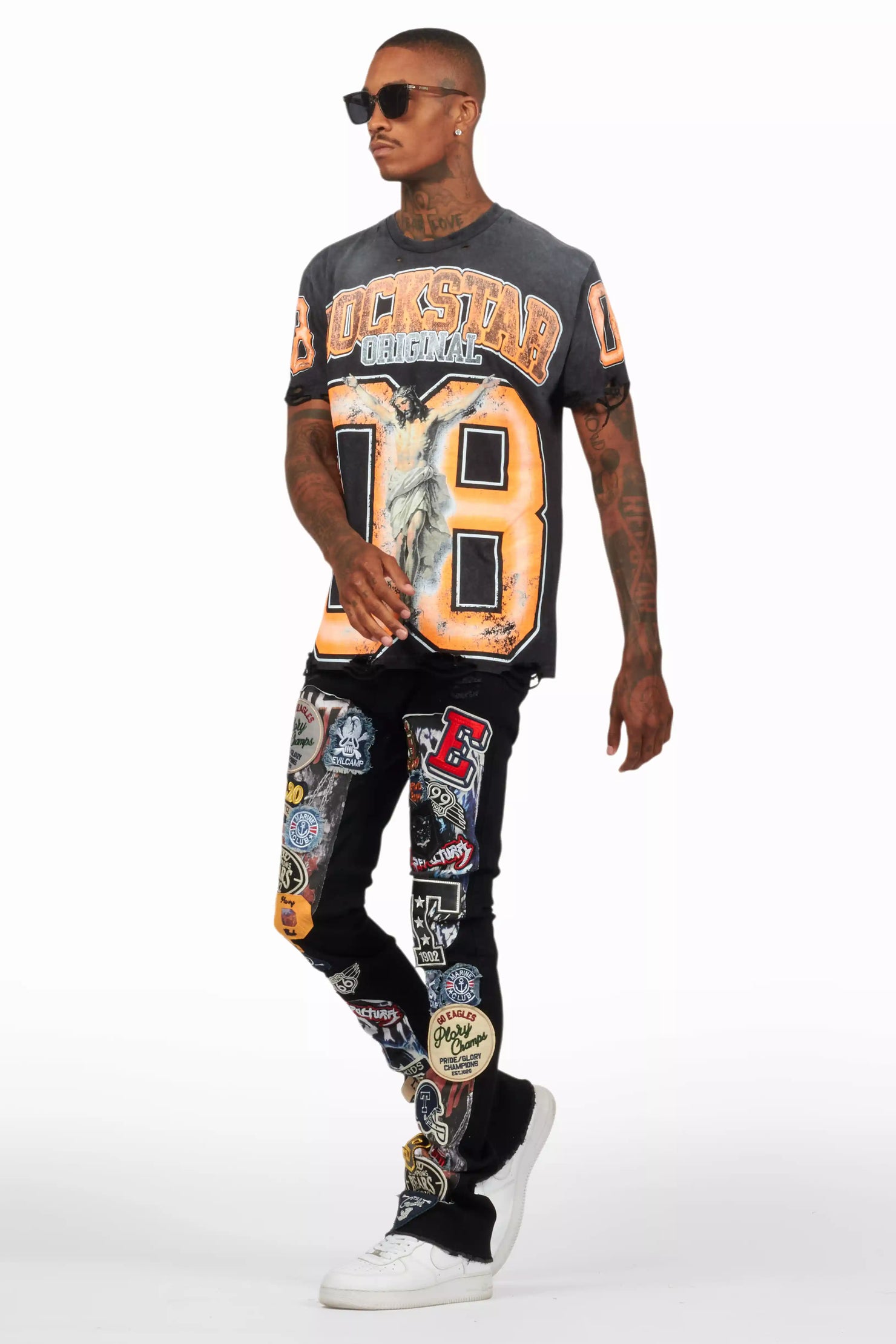 Espen Jet Black Stacked Flare Jean