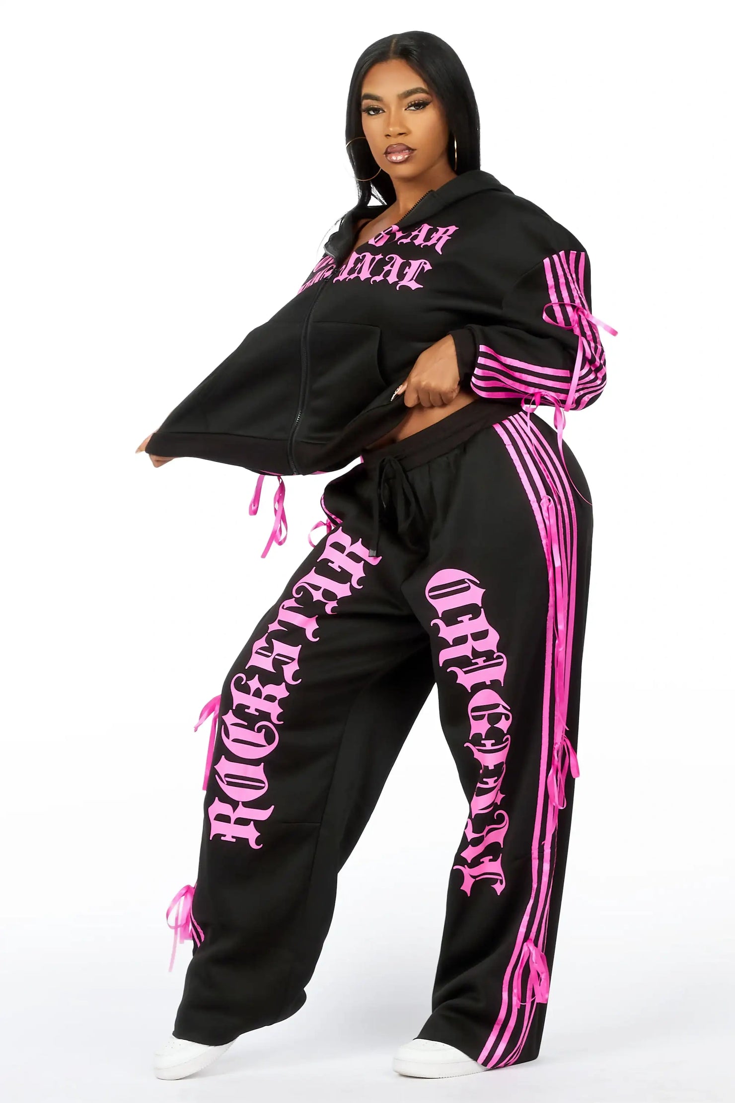 Kettisha Black Lace Up Baggy Track Set