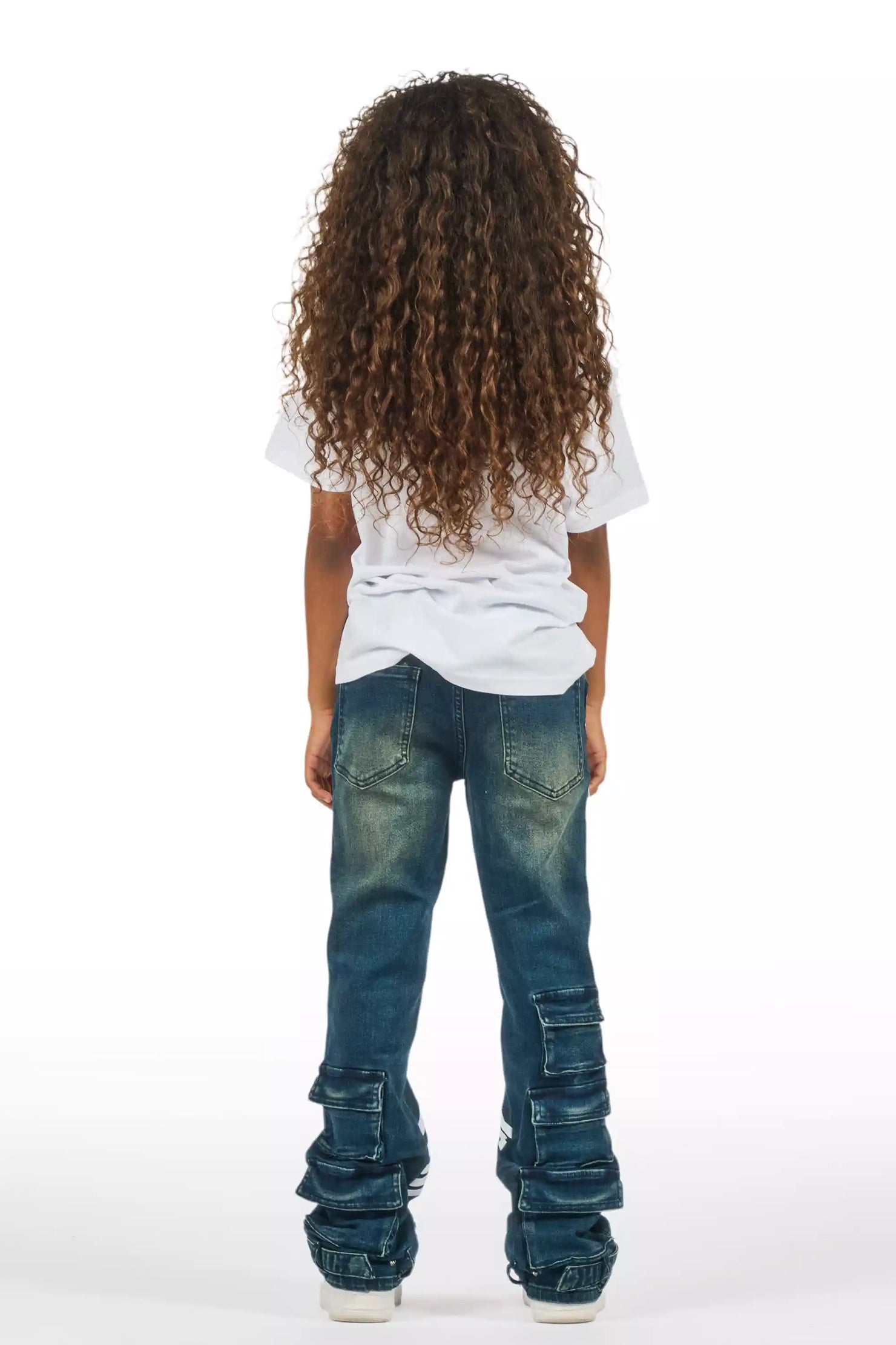 Girls Jaziya Dark Wash Stacked Jean
