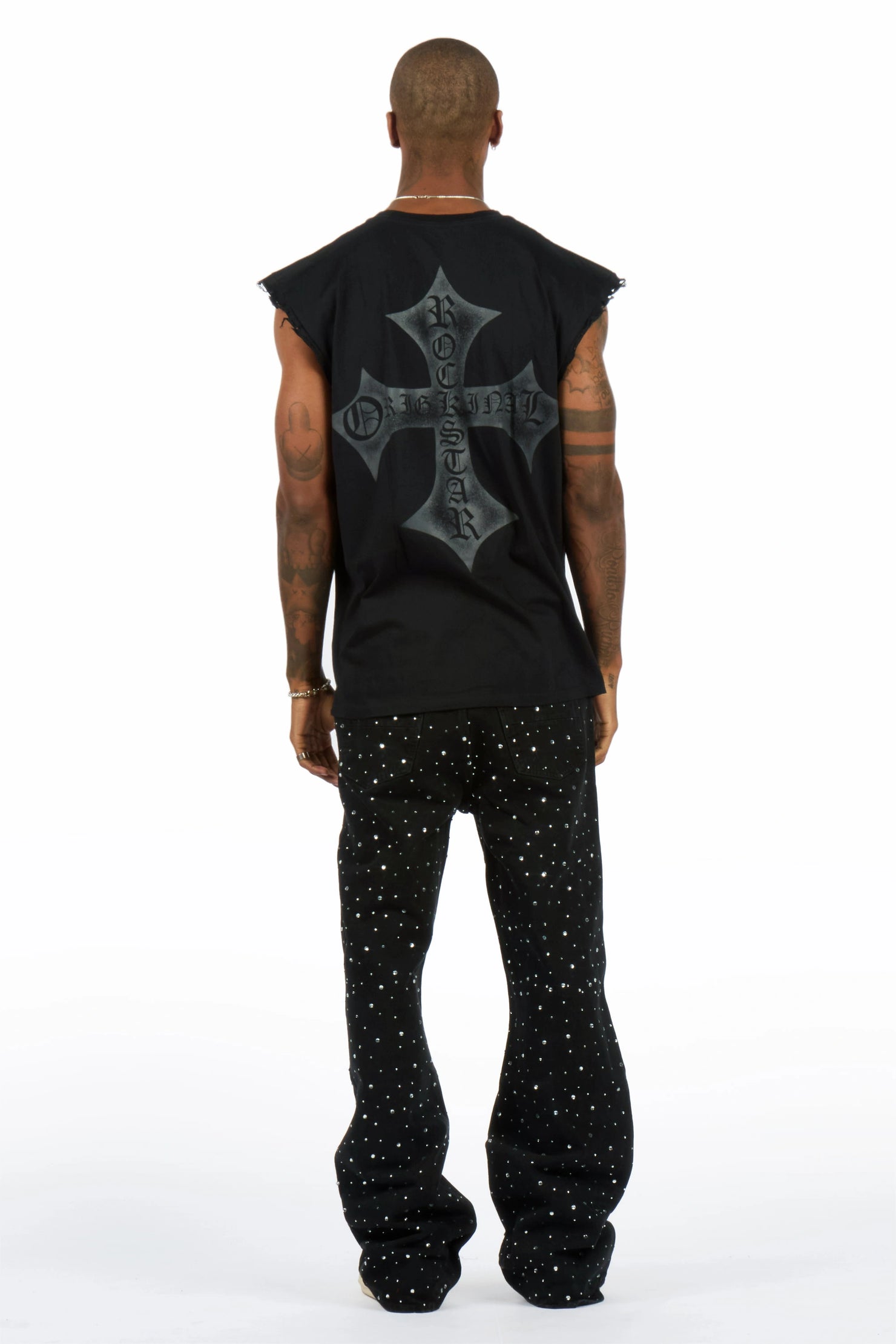 Iden Black Rhinestone Baggy Fit Jean