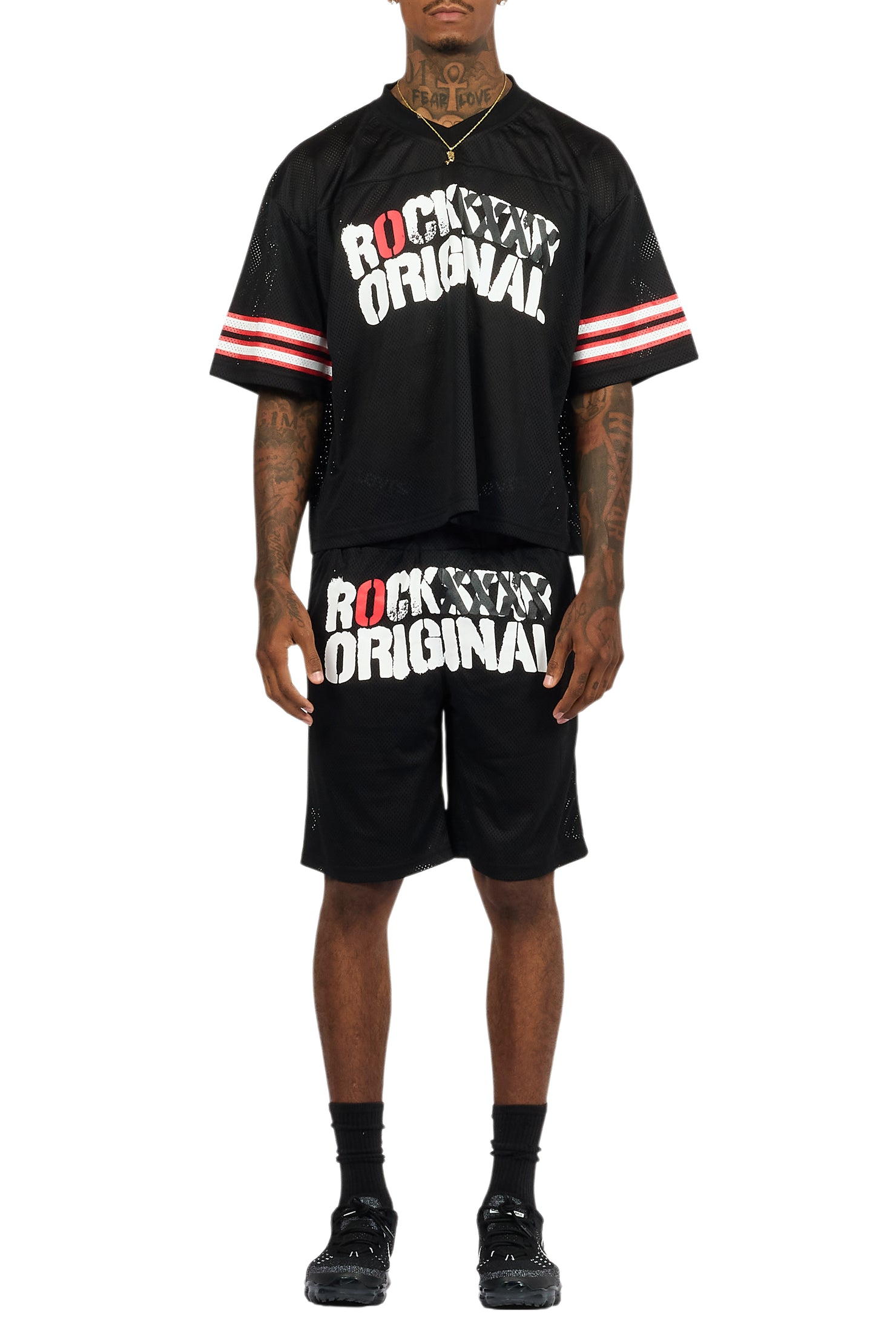 Crown Black Mesh Jersey Short Set