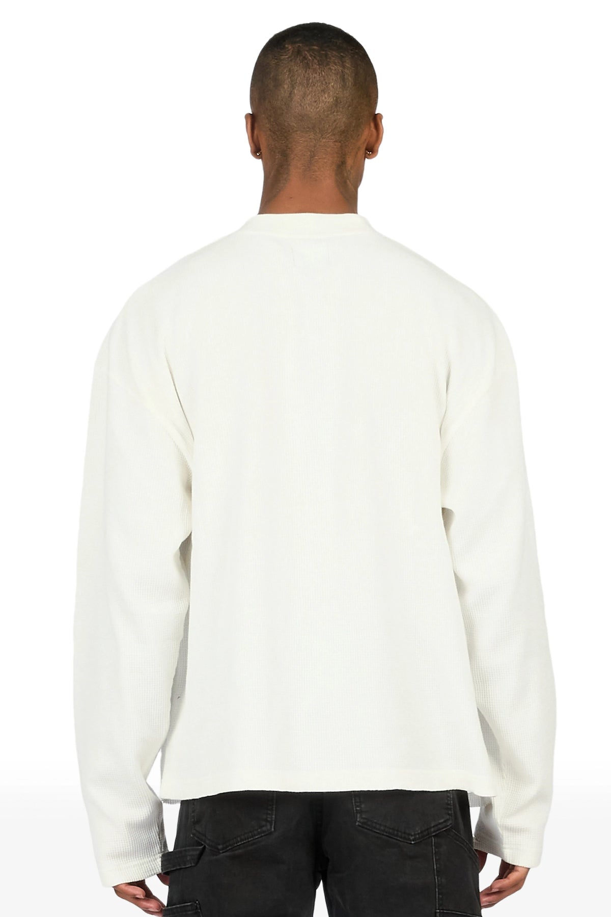 Caliz Off White Thermal Long Sleeve T-Shirt