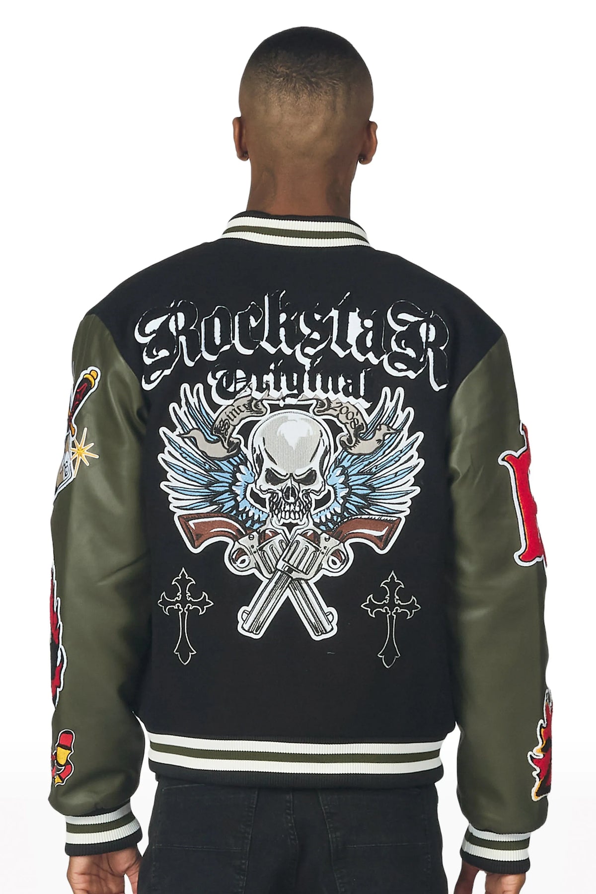 Clarke Black/Olive Varsity Jacket