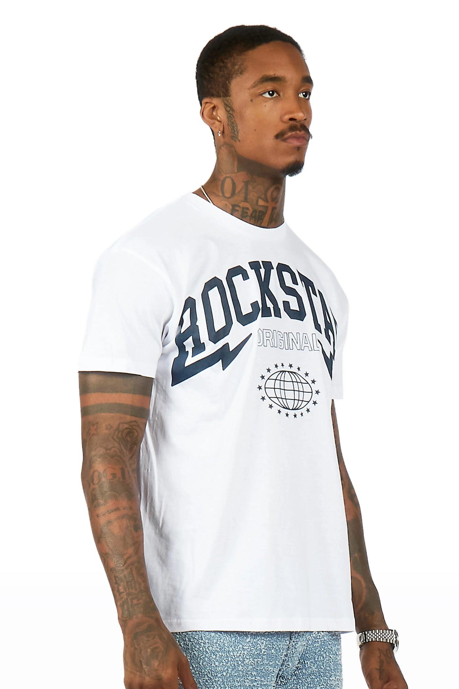 Stori White/ Navy Graphic T-Shirt