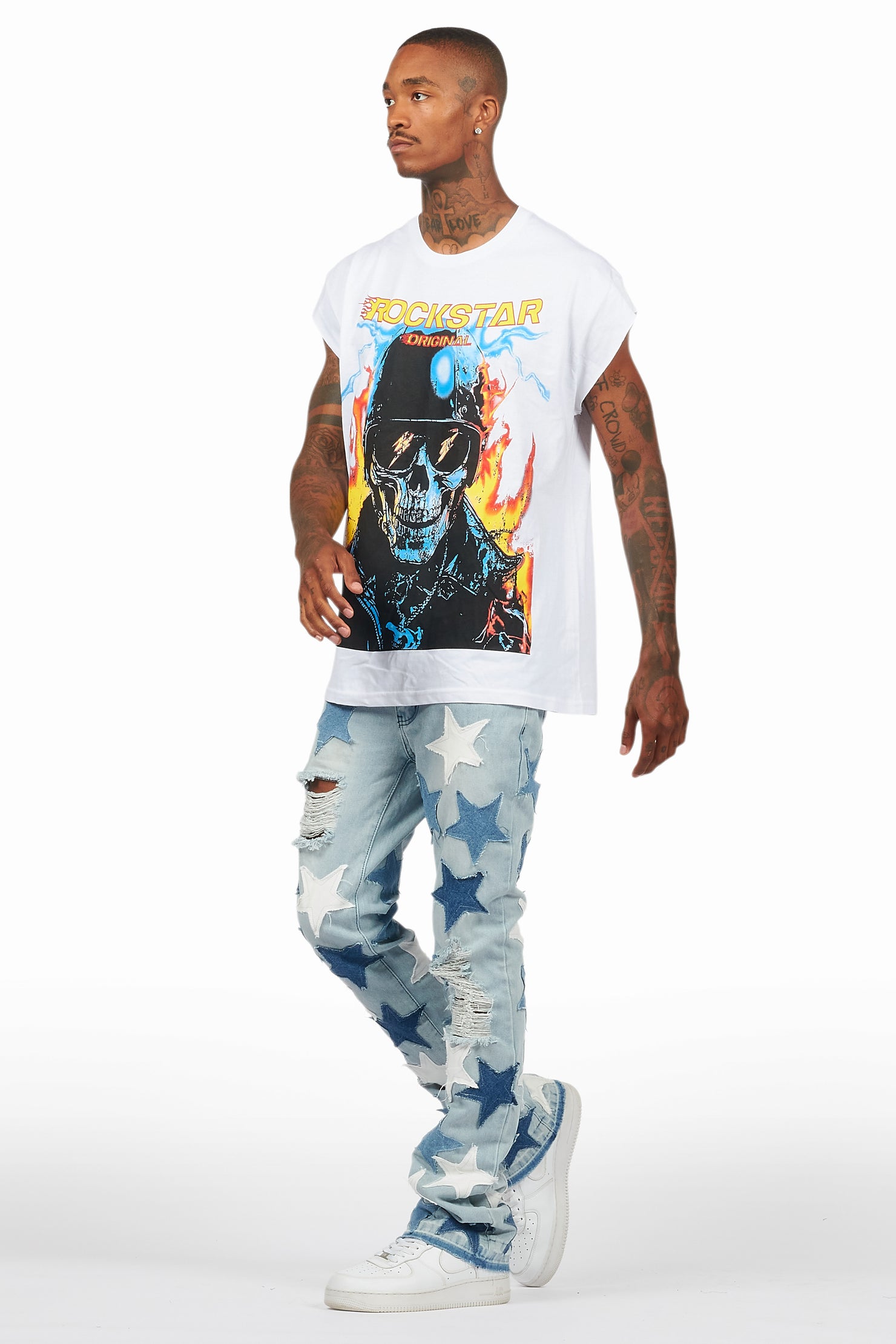 Balius White Graphic Muscle T-Shirt