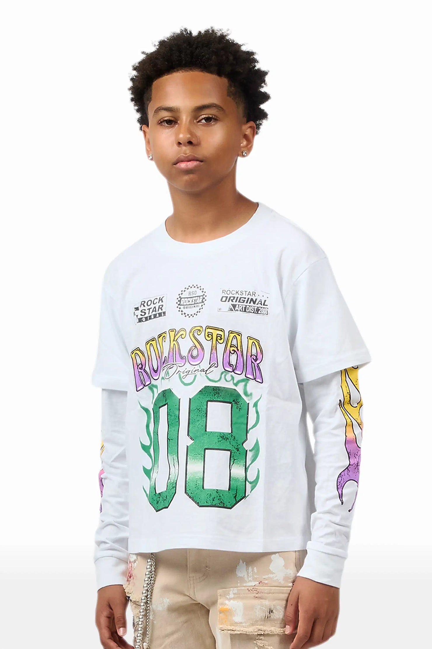 Boys Quito White Long Sleeve Graphic T-Shirt
