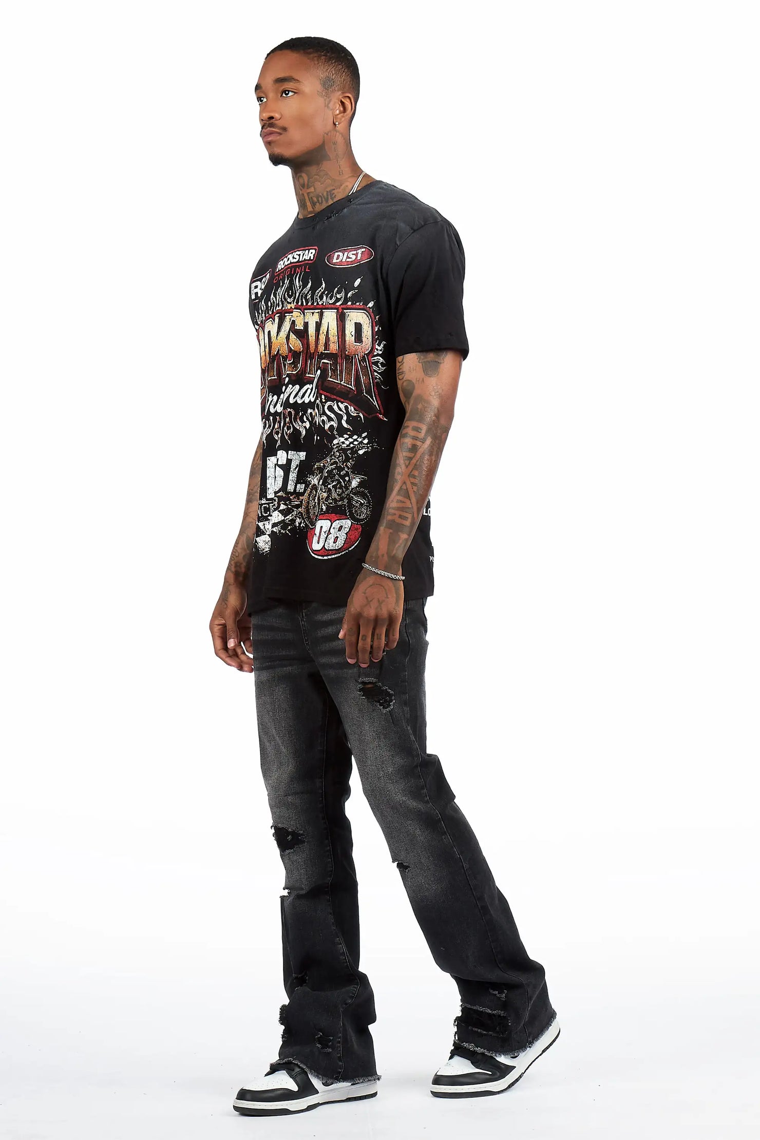 Brisbo Black Relaxed Stacked Flare Jean