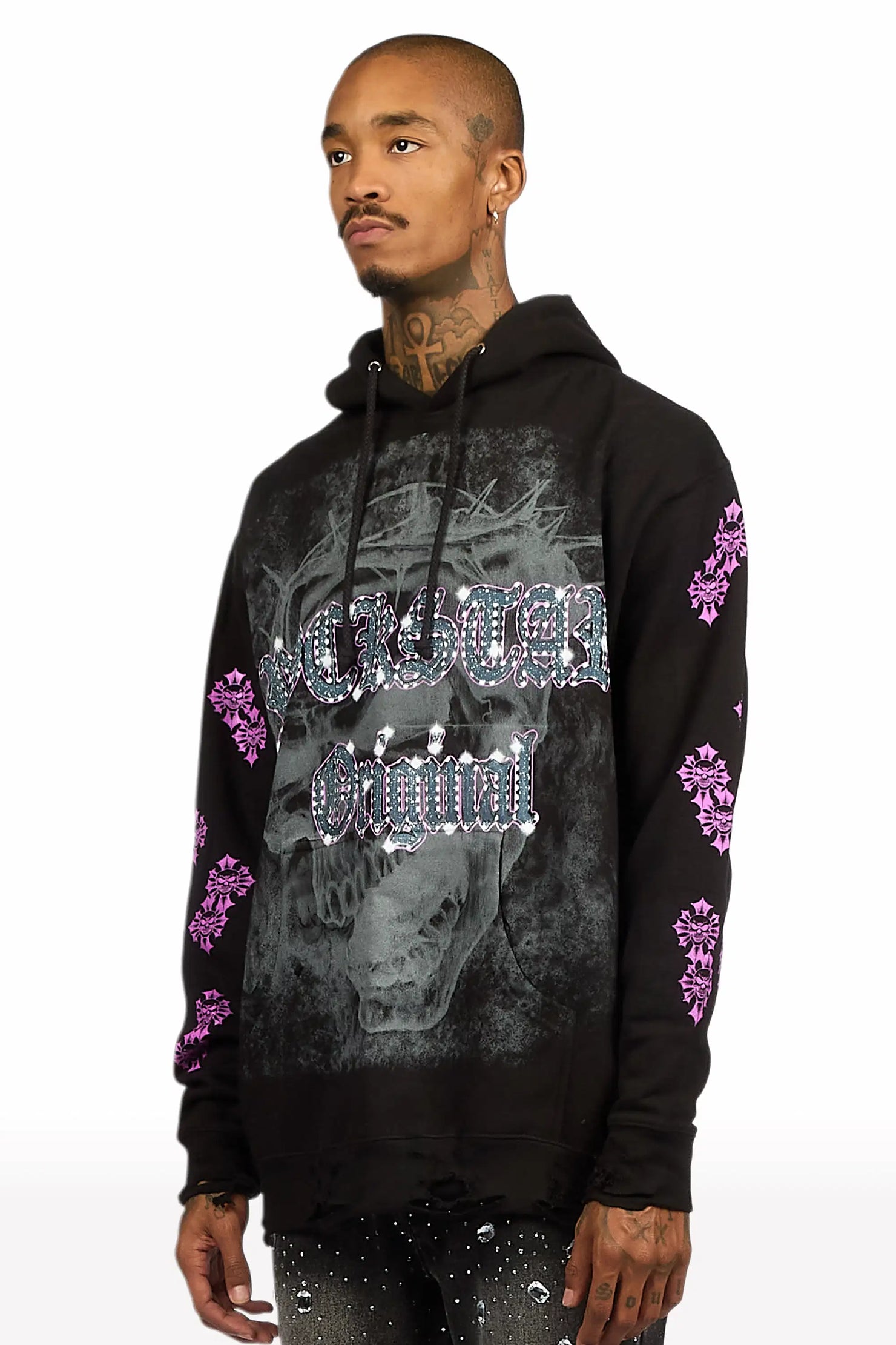 Kyze Black/Multi Distressed Graphic Hoodie