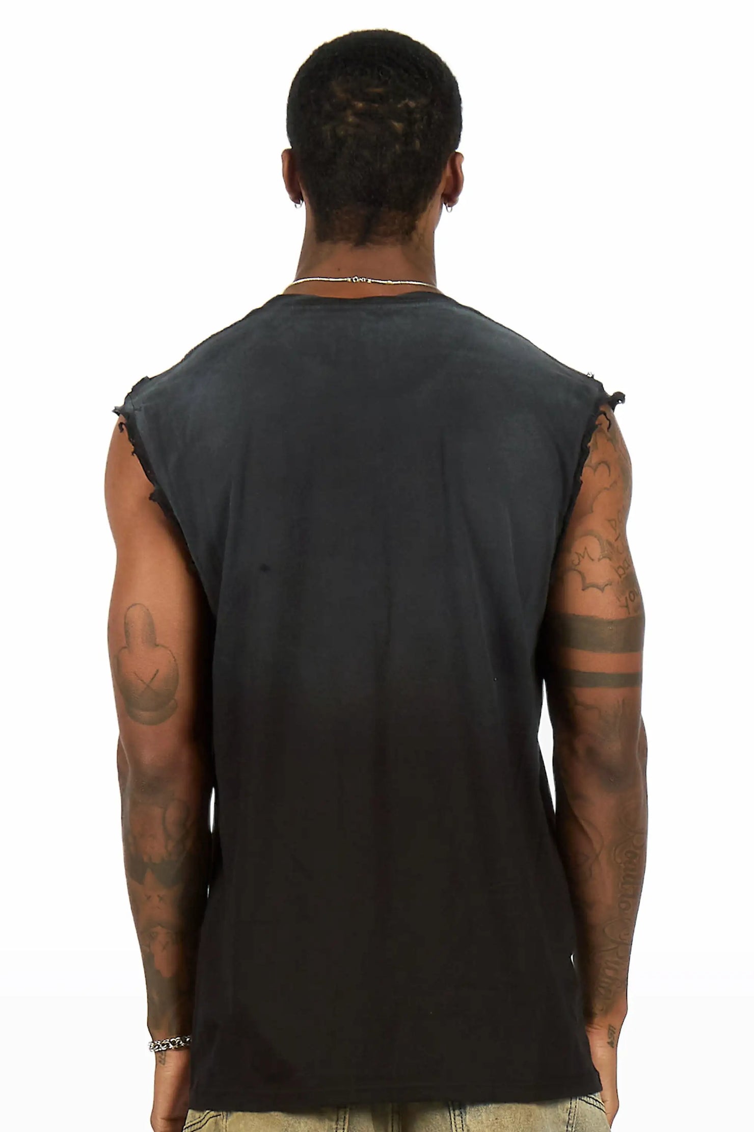 Raider Black Oversized Cut Off T-Shirt