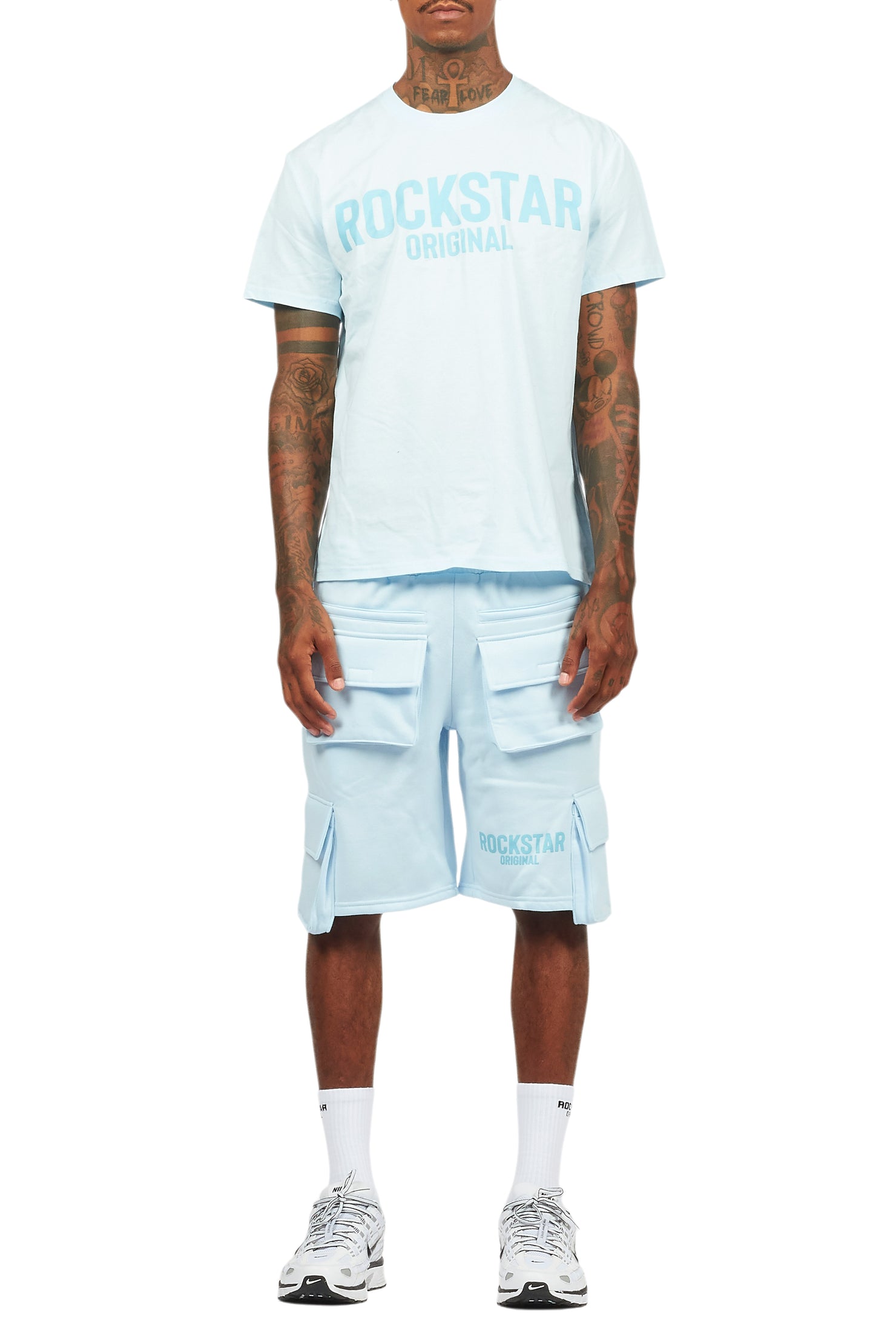 Sana Baby Blue/Blue T-Shirt Cargo Short Set