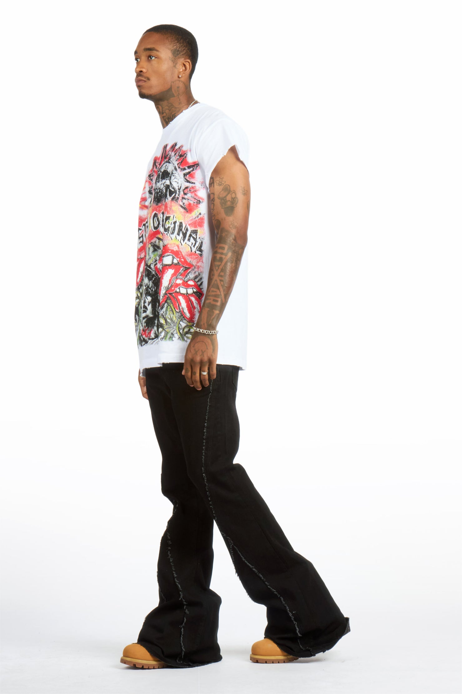 Vane Black Stacked Super Flare Jean