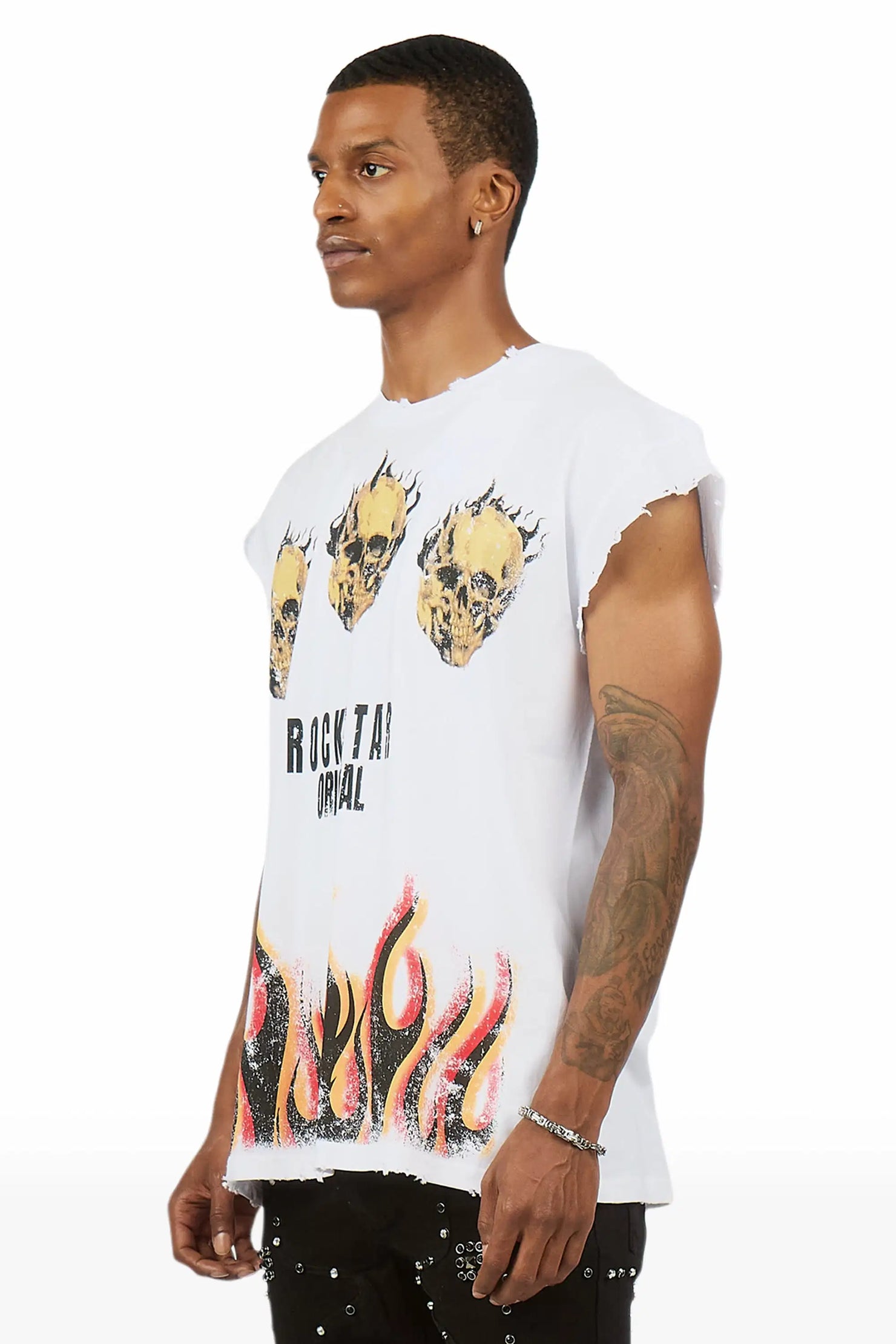 Maezar White Cut off Tee
