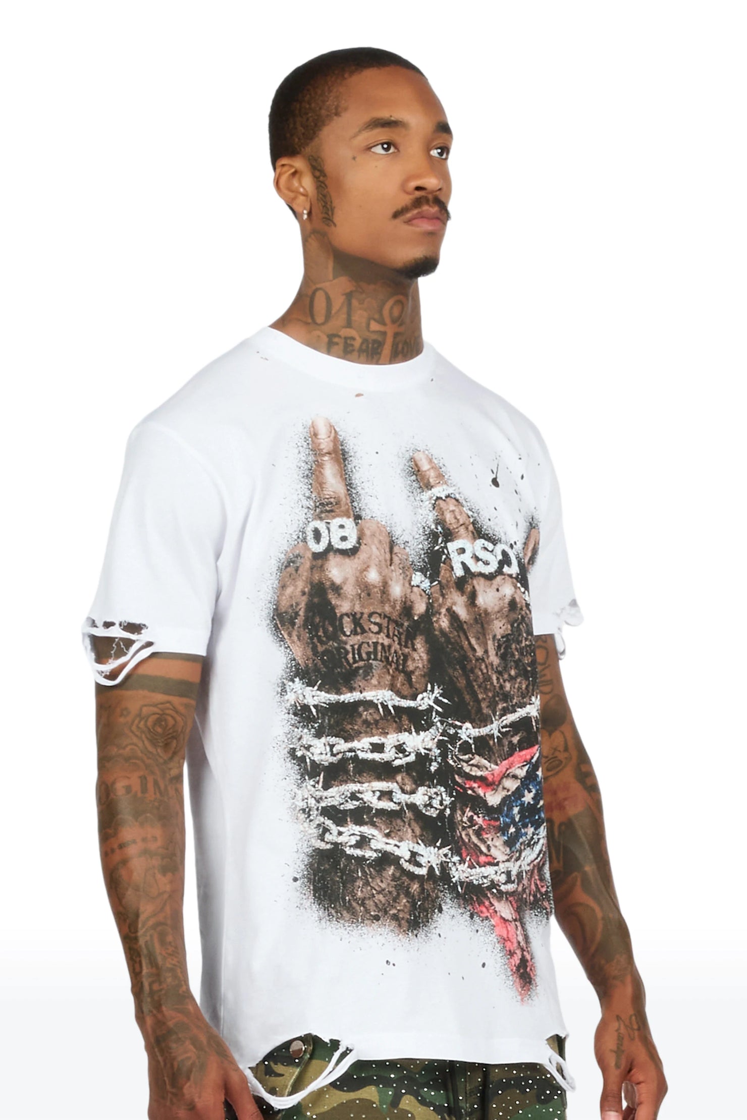 Melo White Oversized Graphic T-Shirt