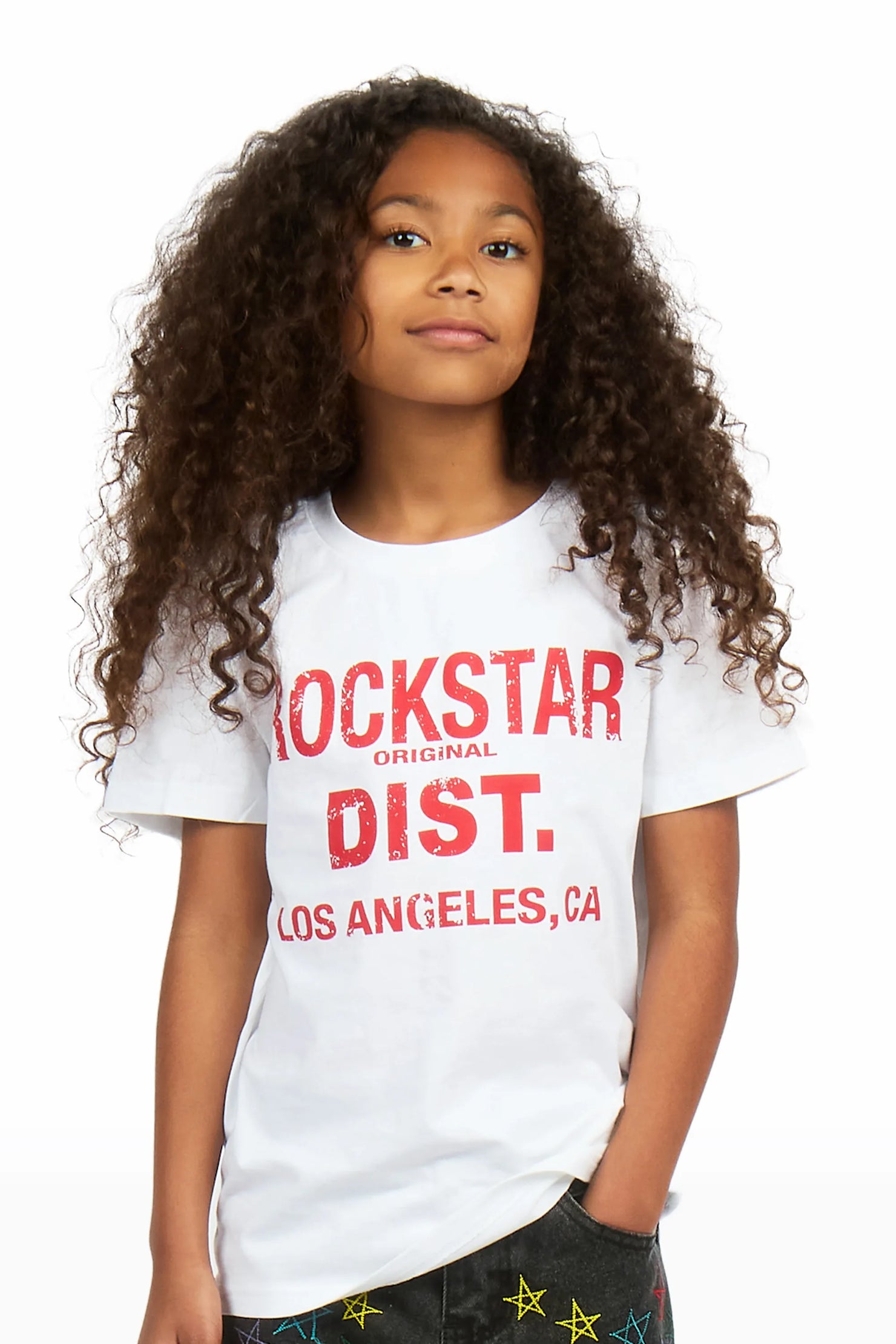 Girls Janny White/Red Graphic T-Shirt
