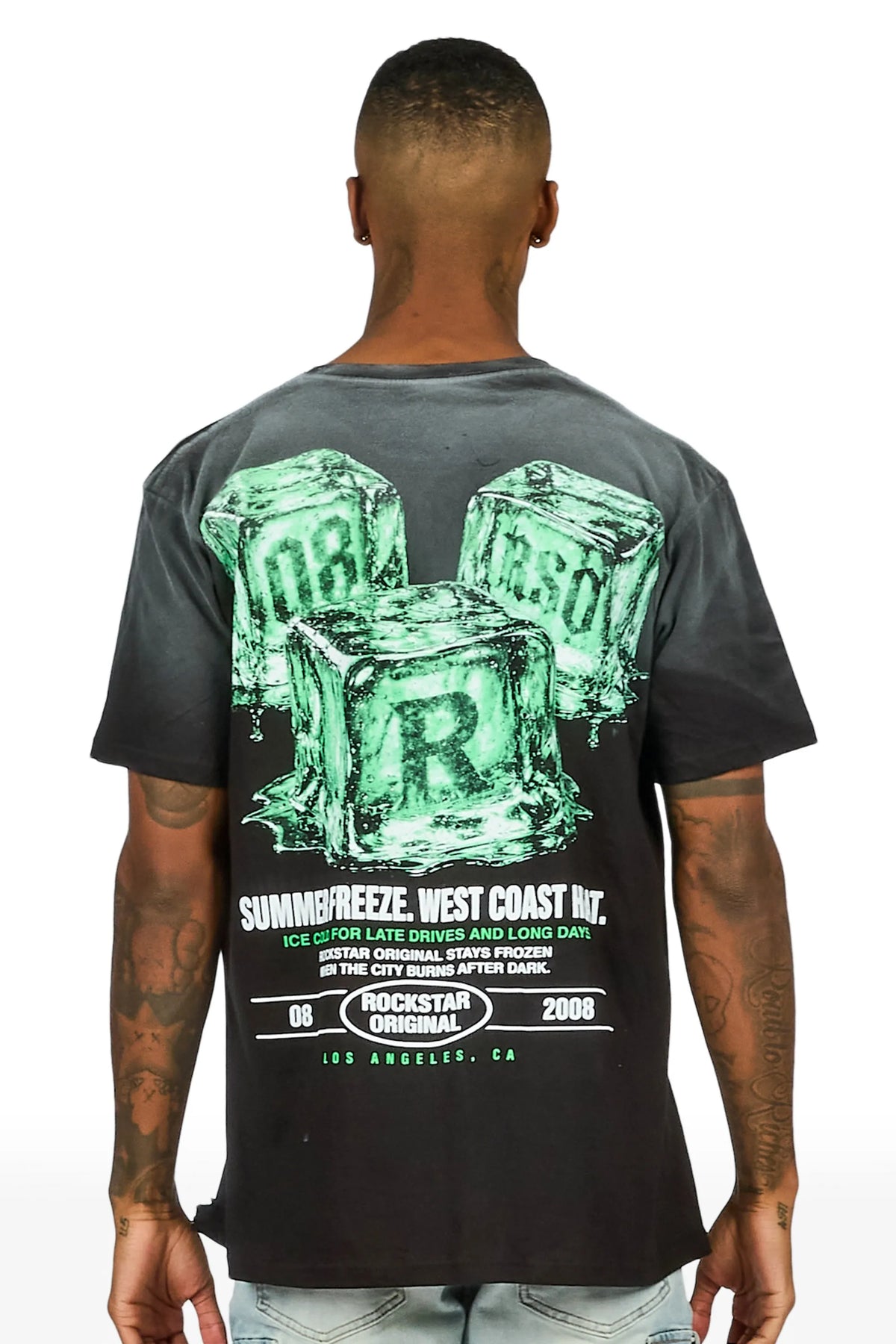 Cubes Black Oversized Graphic T-Shirt