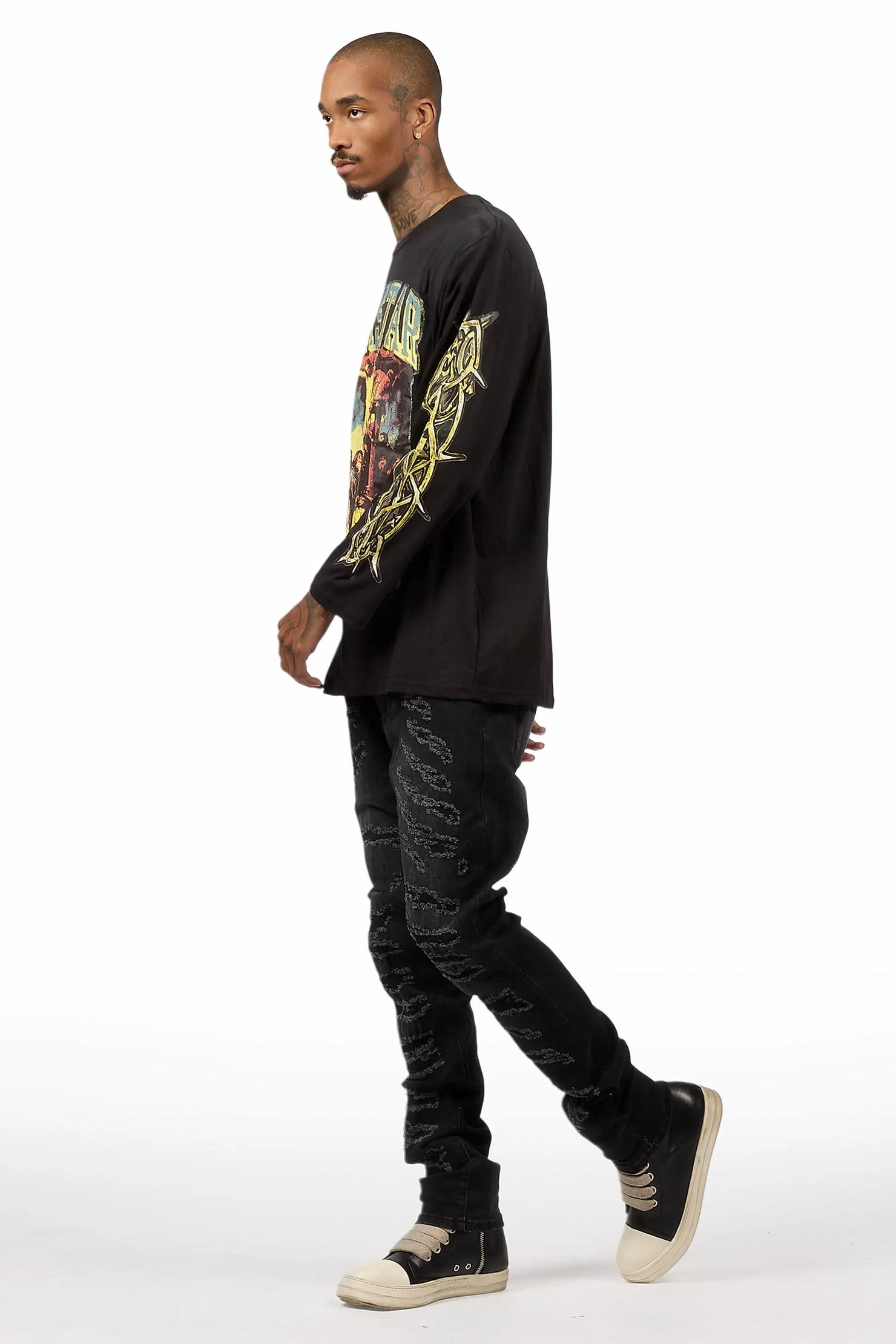 Waller Black Long Sleeve & Jeremiah Black Wash Skinny Fit Jean Bundle