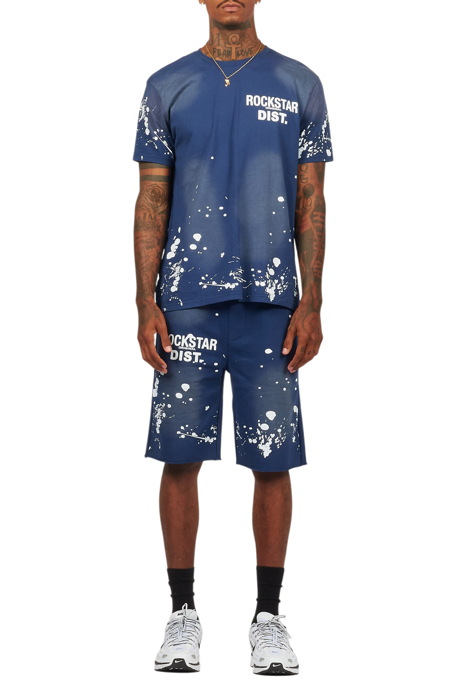 Rafix Navy Graphic T-Shirt Short Set