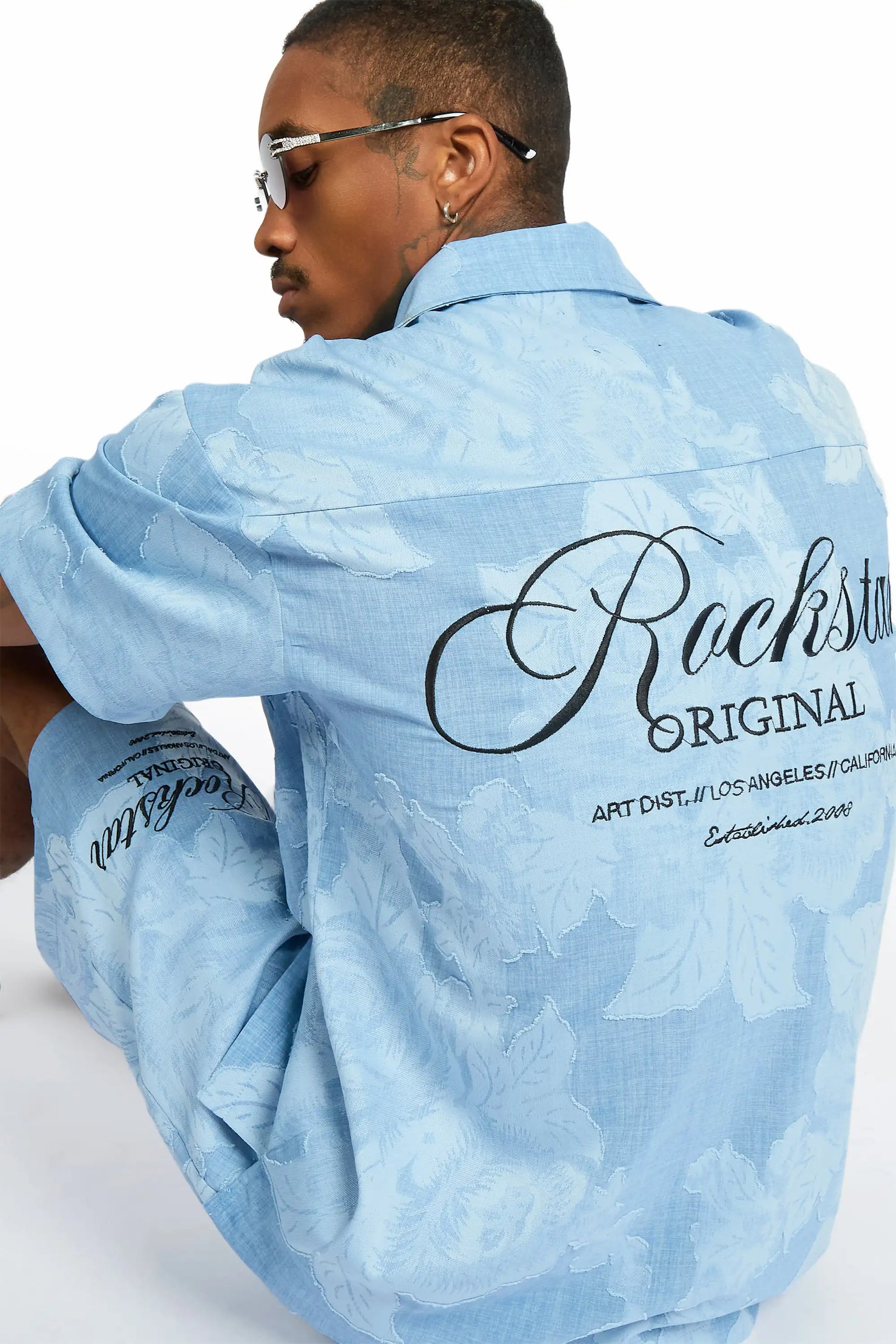 Frost Blue Button Down Shirt/Short Set