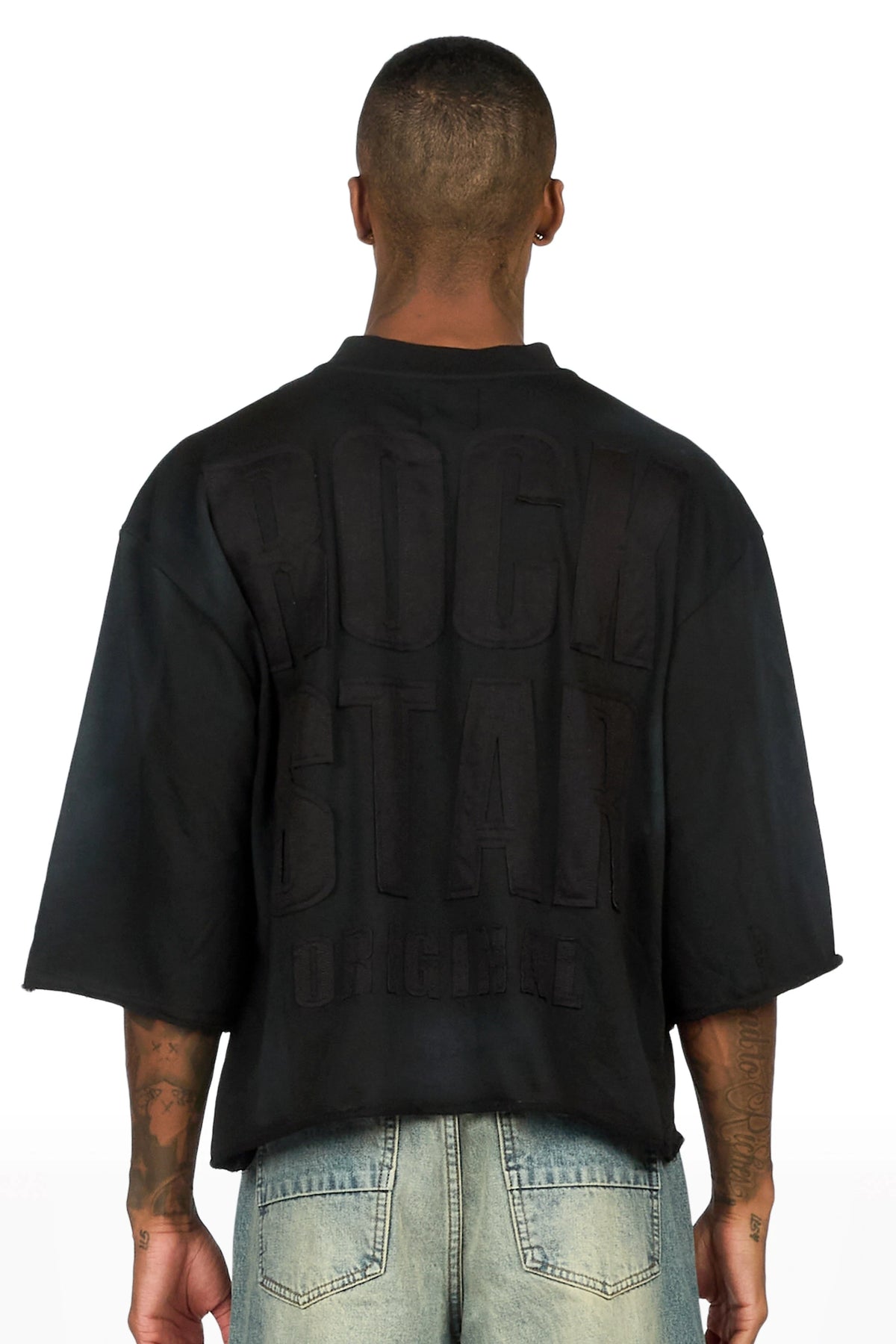 Beloa Black 3/4 Boxy Crop Tee
