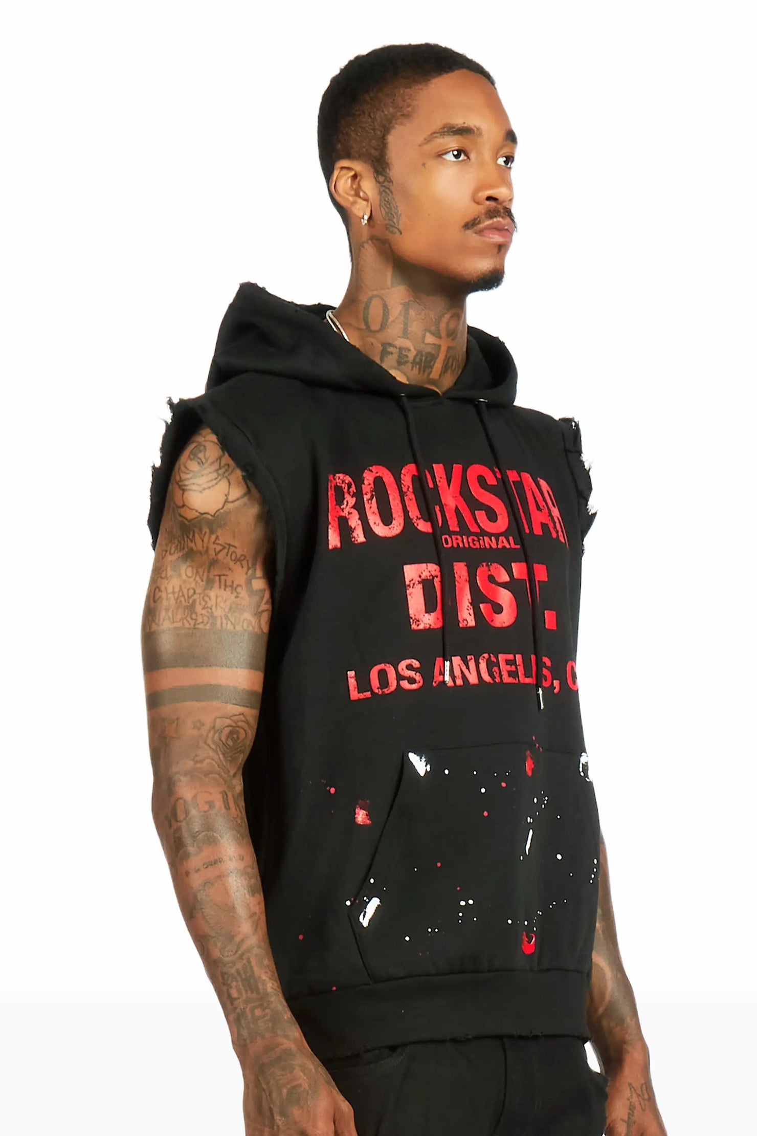 Scottie  Black Cut Sleeve Hoodie