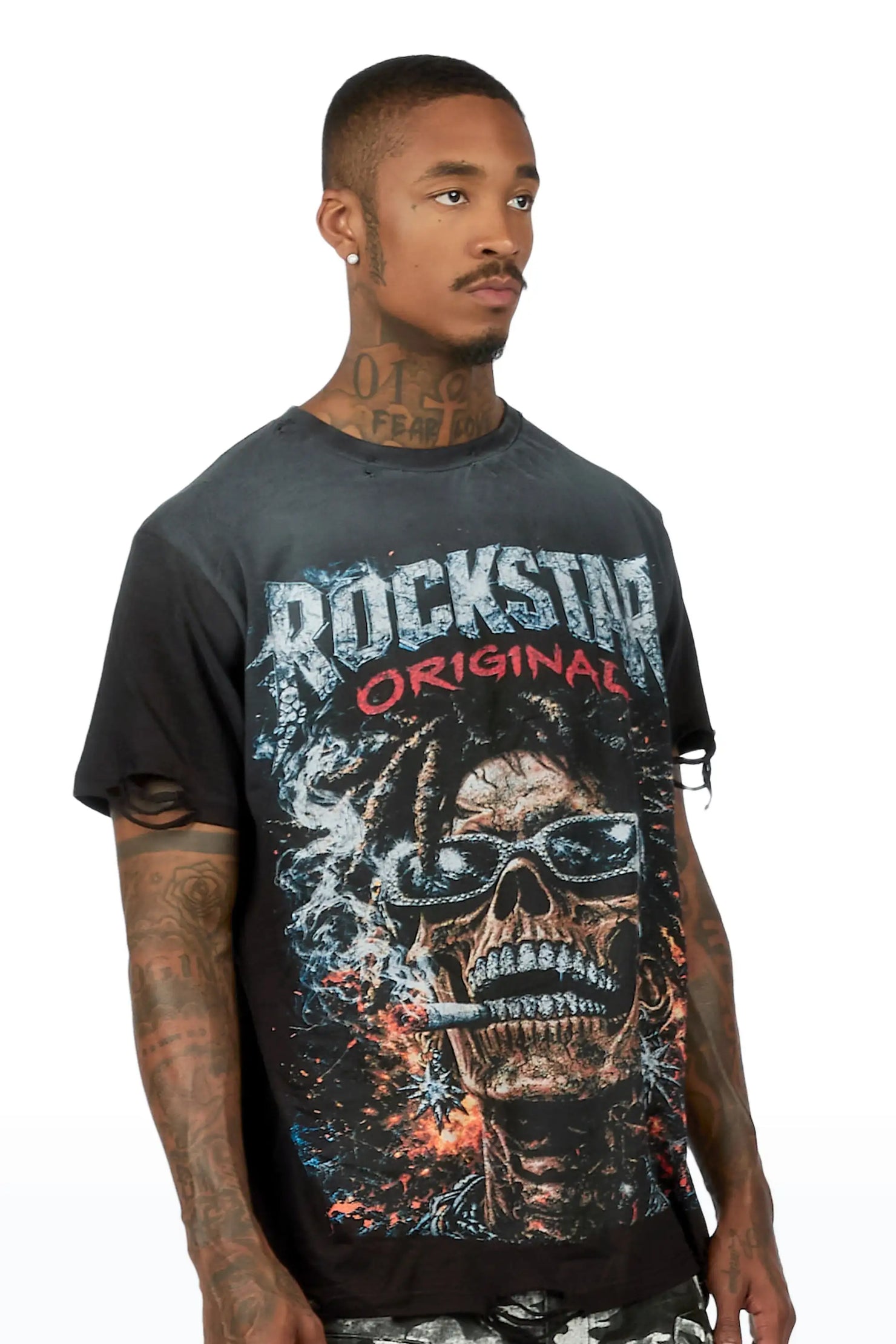 Baber Black Oversized Graphic T-Shirt