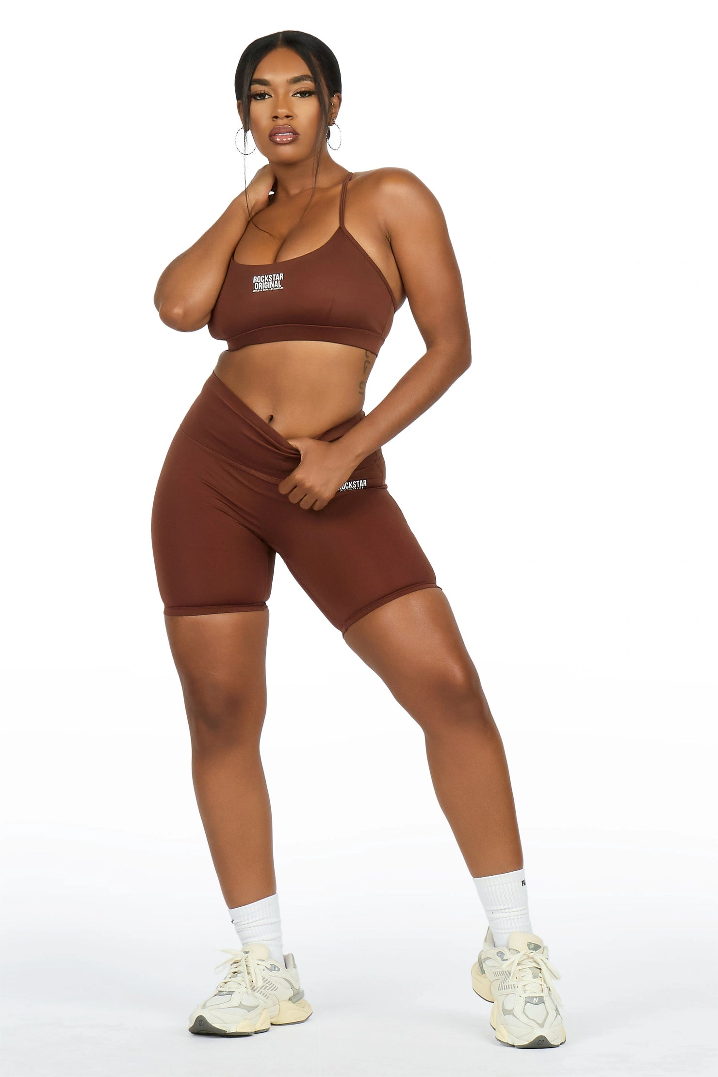 Aliccia Brown Tank Active Bike Short Set