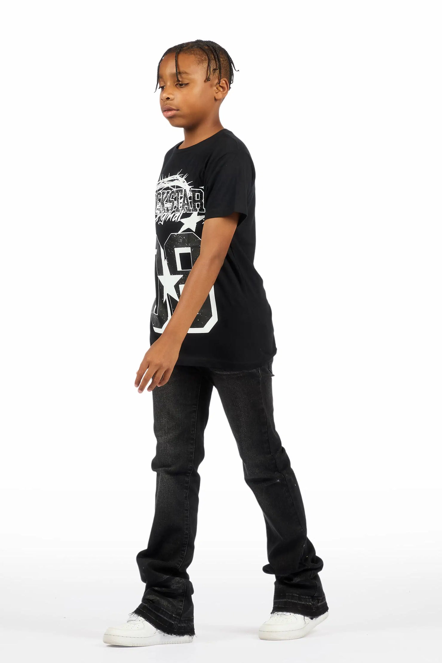 Boys Dag Dark Grey Stacked Flare Jean