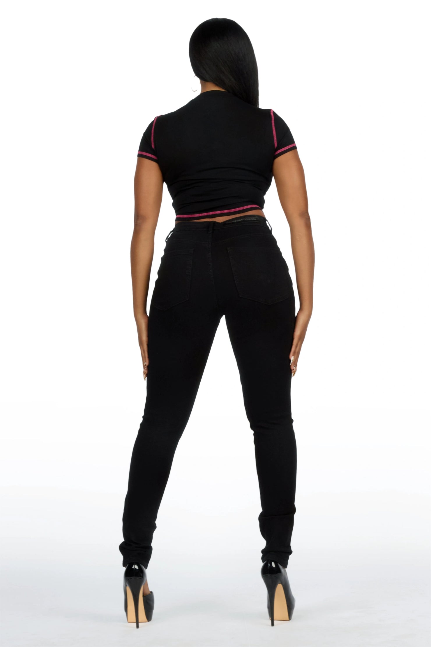 Sharae Black/Pink Baby Tee Shirt