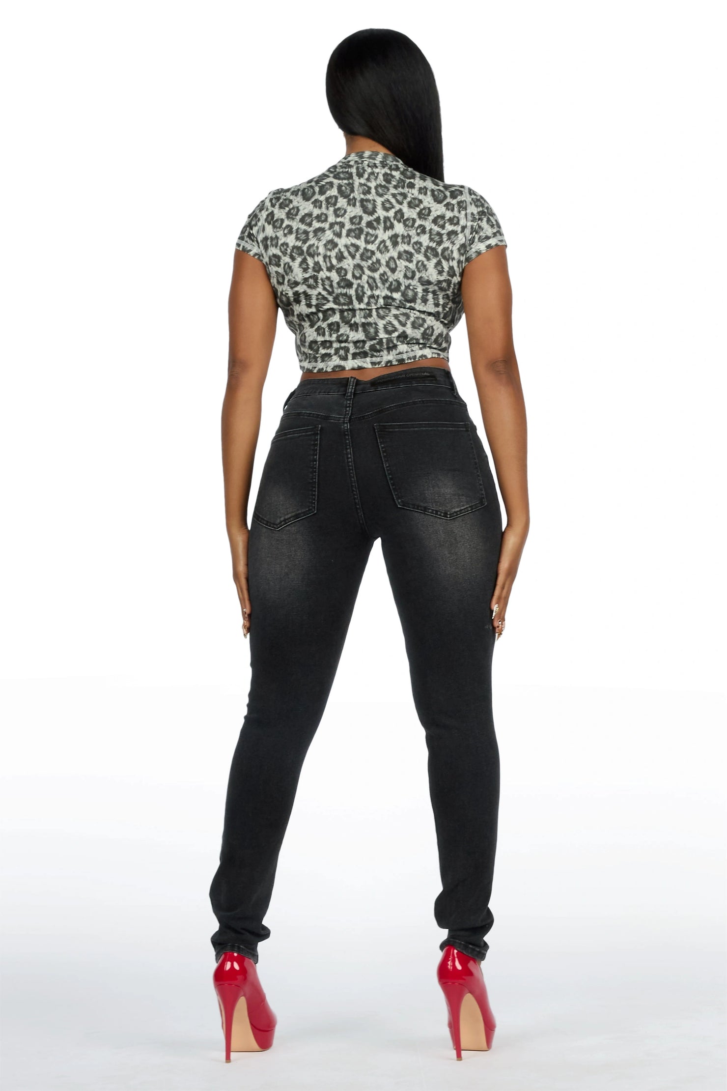 Keshona Grey Wash High Rise Stretch Skinny Jean