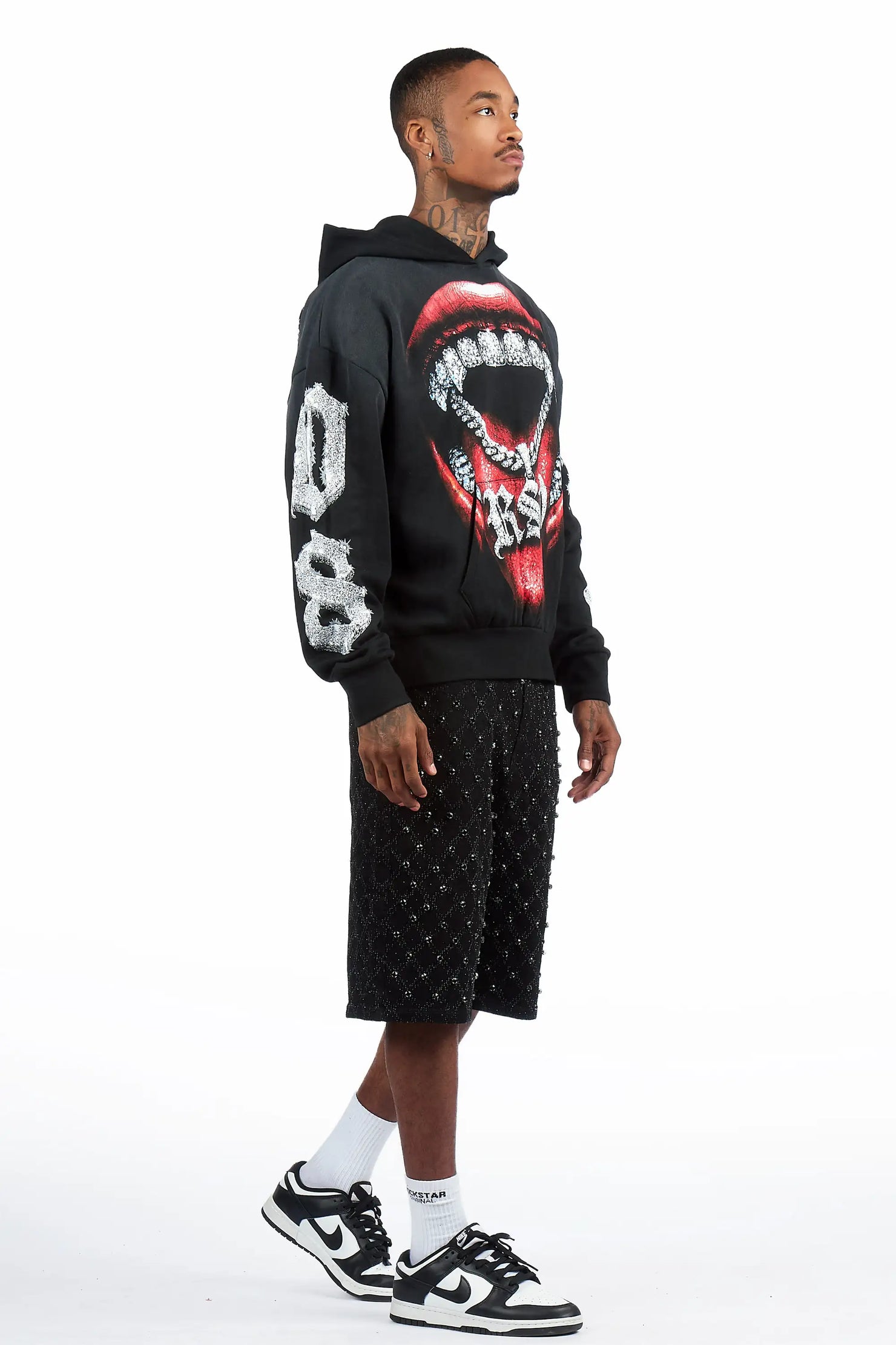 Glit Black Rhinestone Denim Short