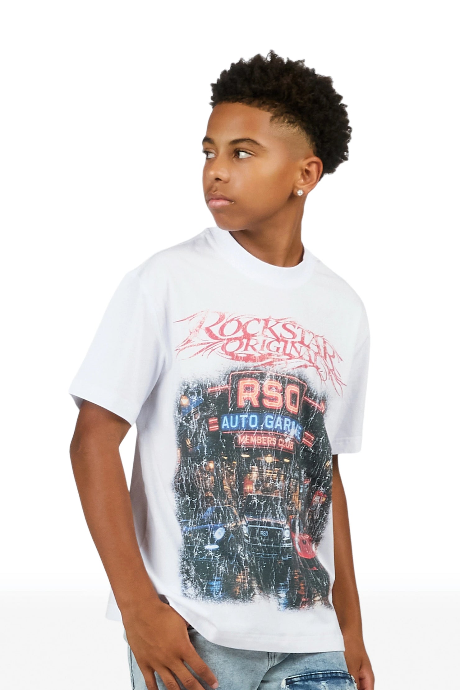 Boys Aarav White Graphic T-Shirt