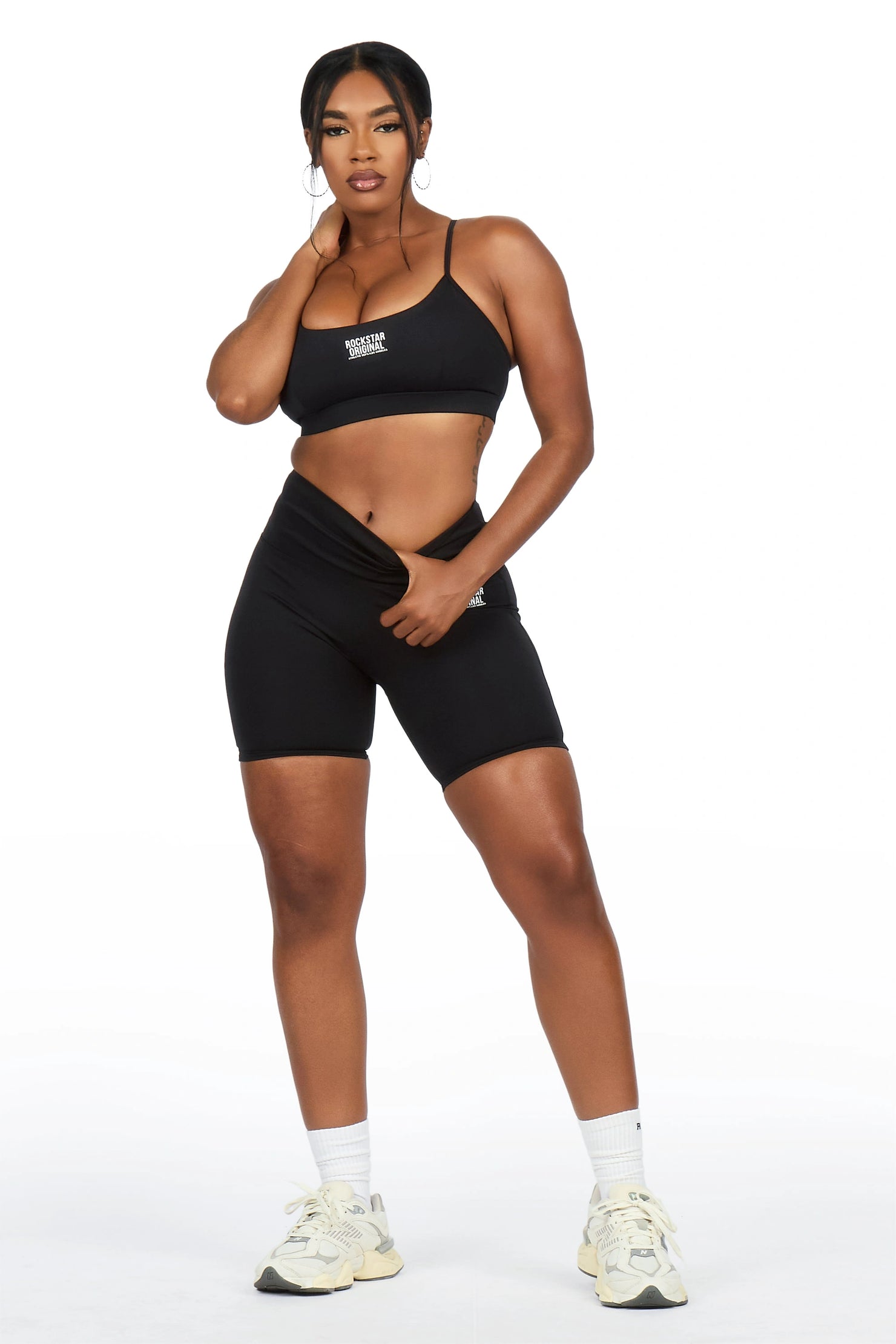 Aliccia Black Tank Active Bike Short Set