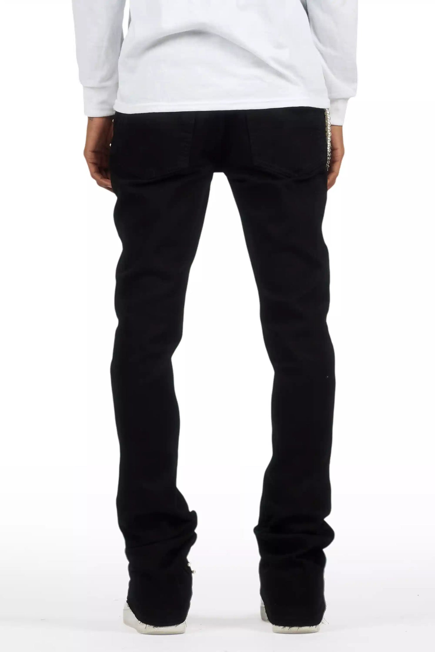 Zayvon Jet Black Stacked Flare Jean