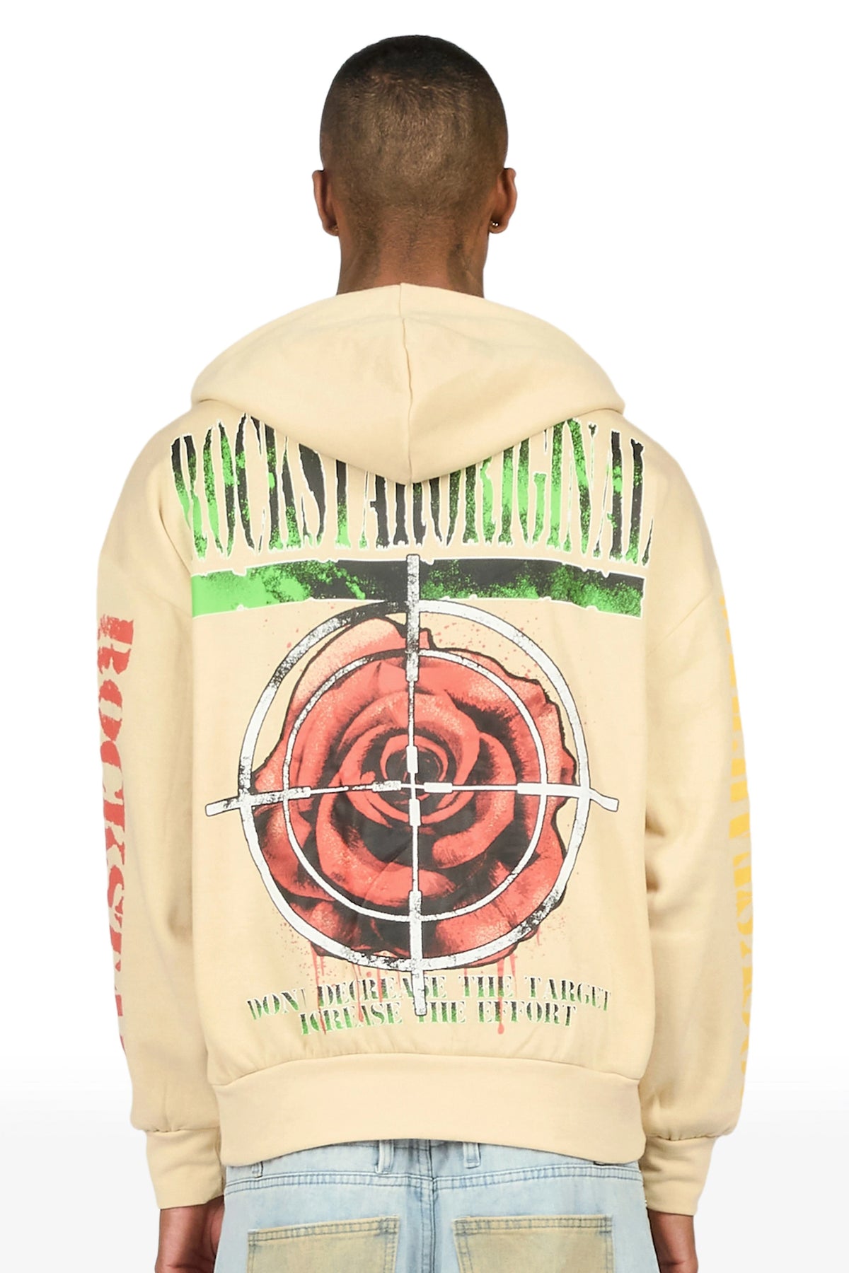 Kilshot Romance Beige Distressed Graphic Hoodie