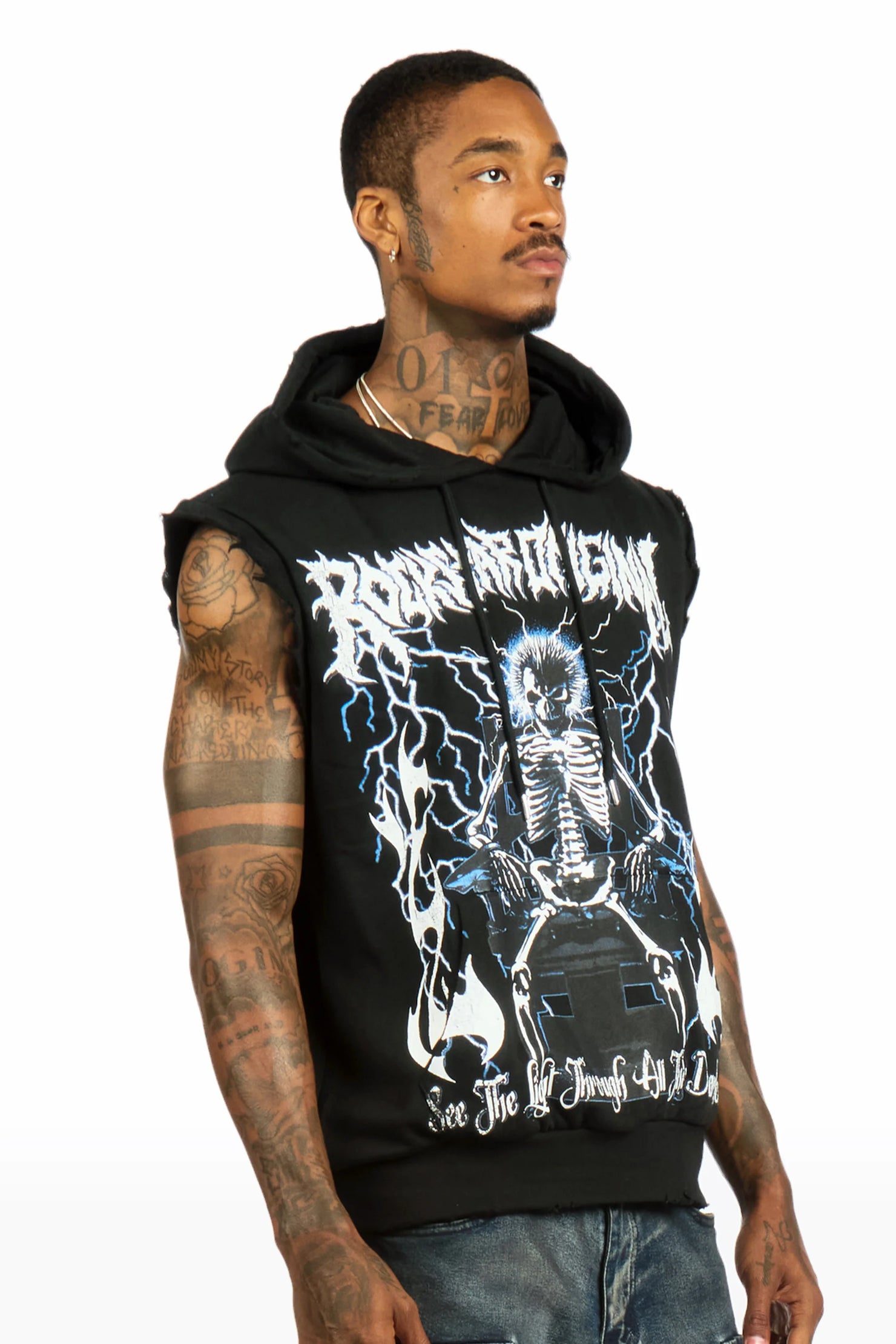 Deathrow Black Cut Sleeve Hoodie