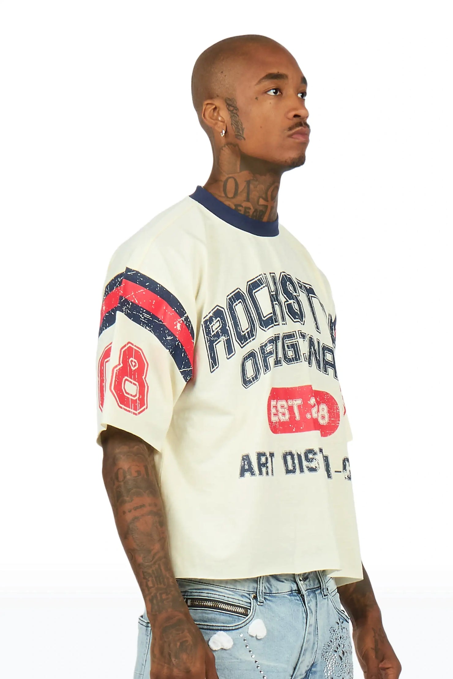 Vidam Beige Boxy Crop Tee