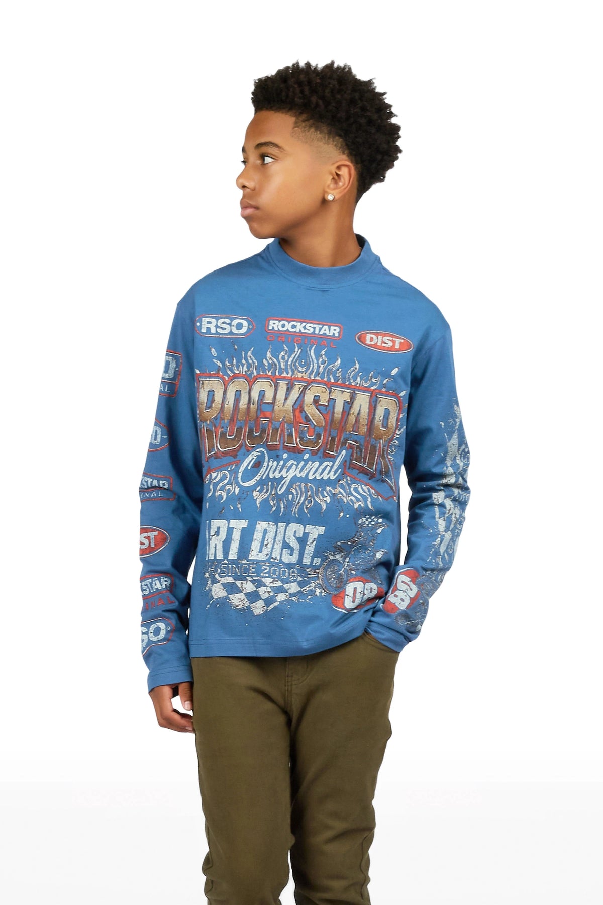 Boys Ryatt Navy Long Sleeve Graphic T-Shirt