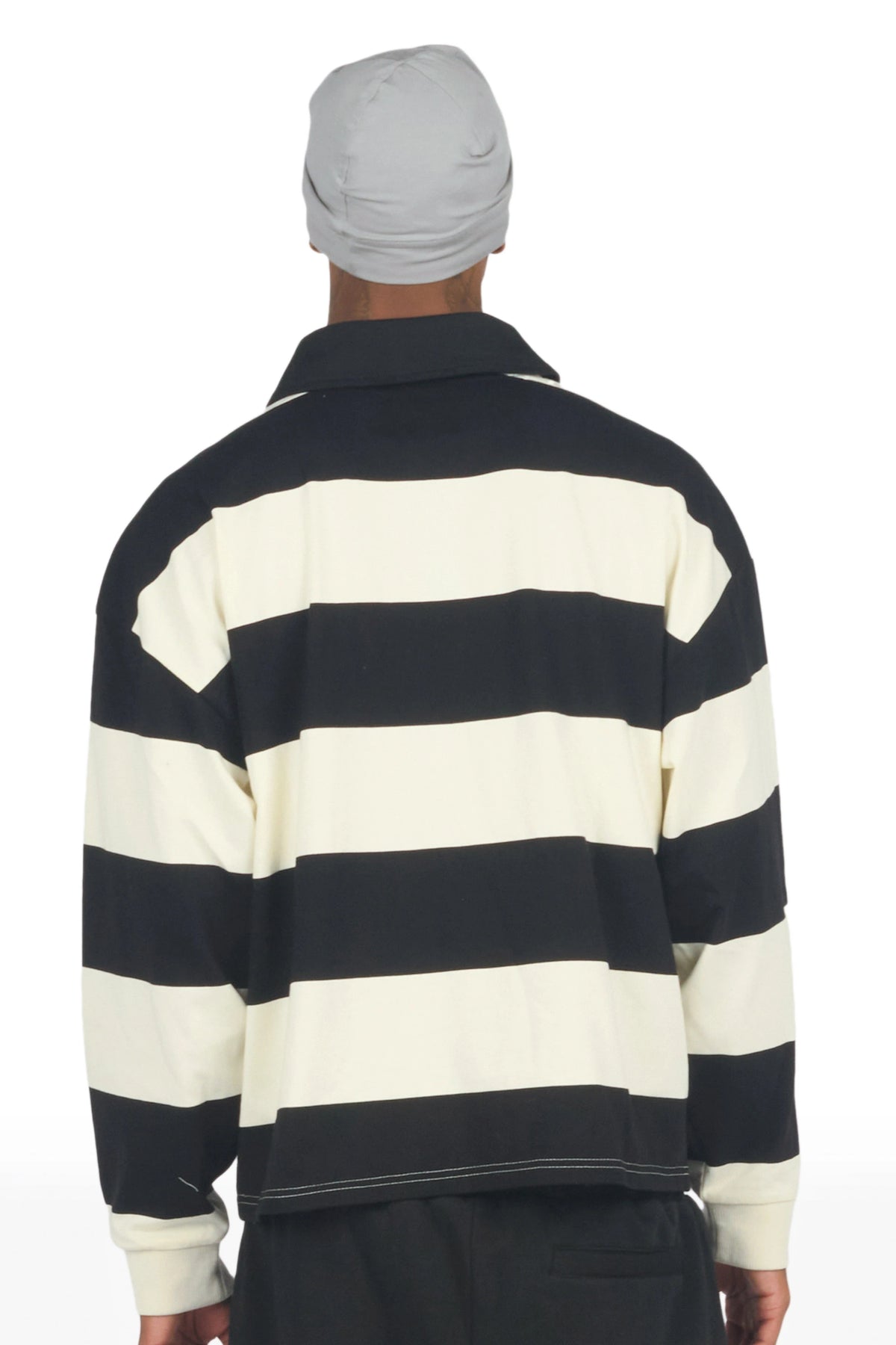 Flynn White/Black Long Sleeve Polo Shirt