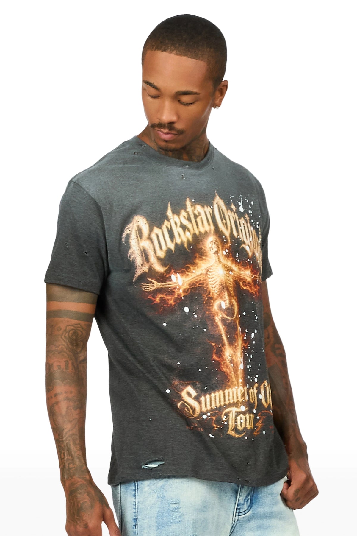 Buzzle Charcoal Oversized Graphic T-Shirt