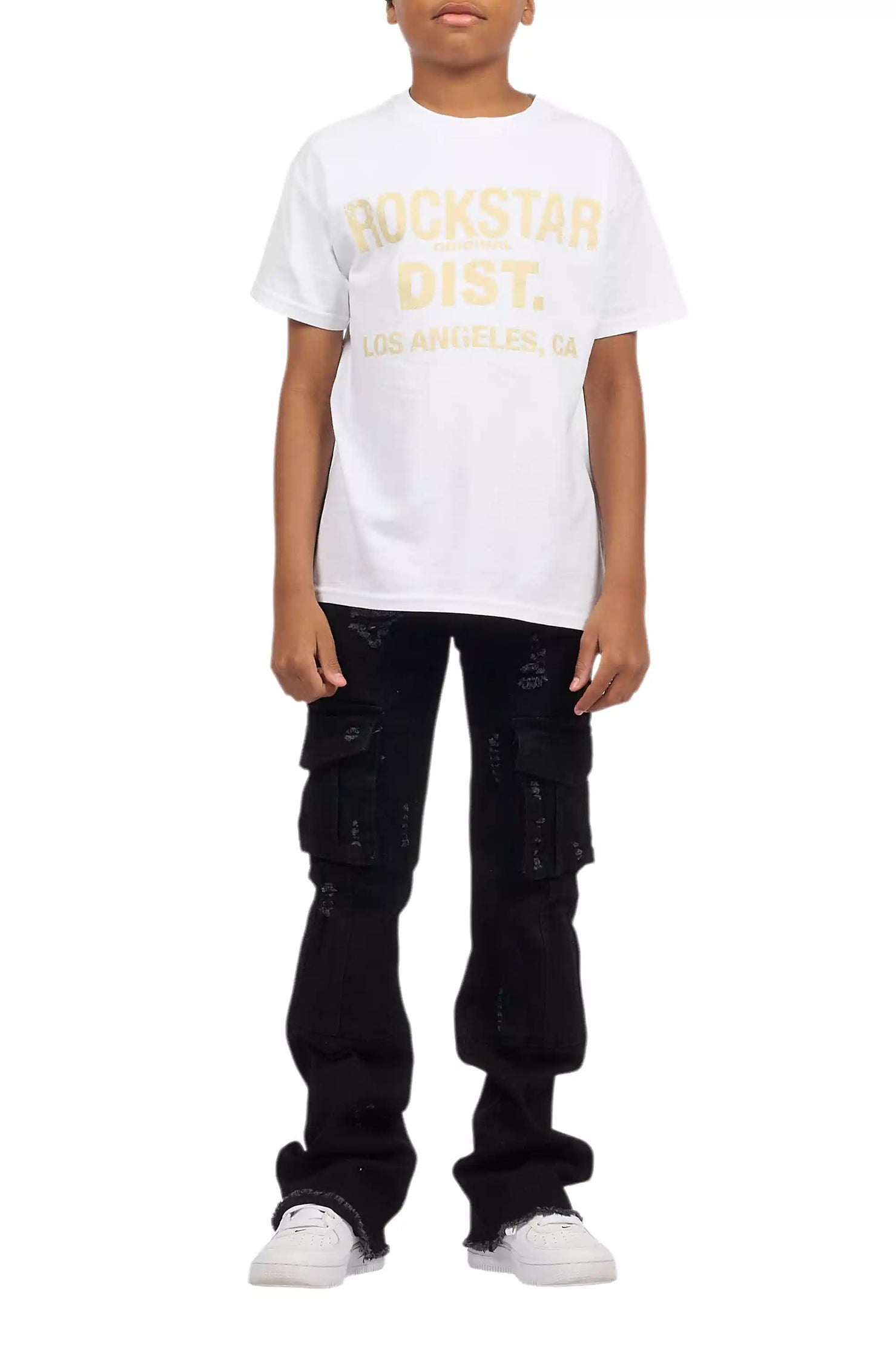 Boys Adalee Black Stacked Flare Jean