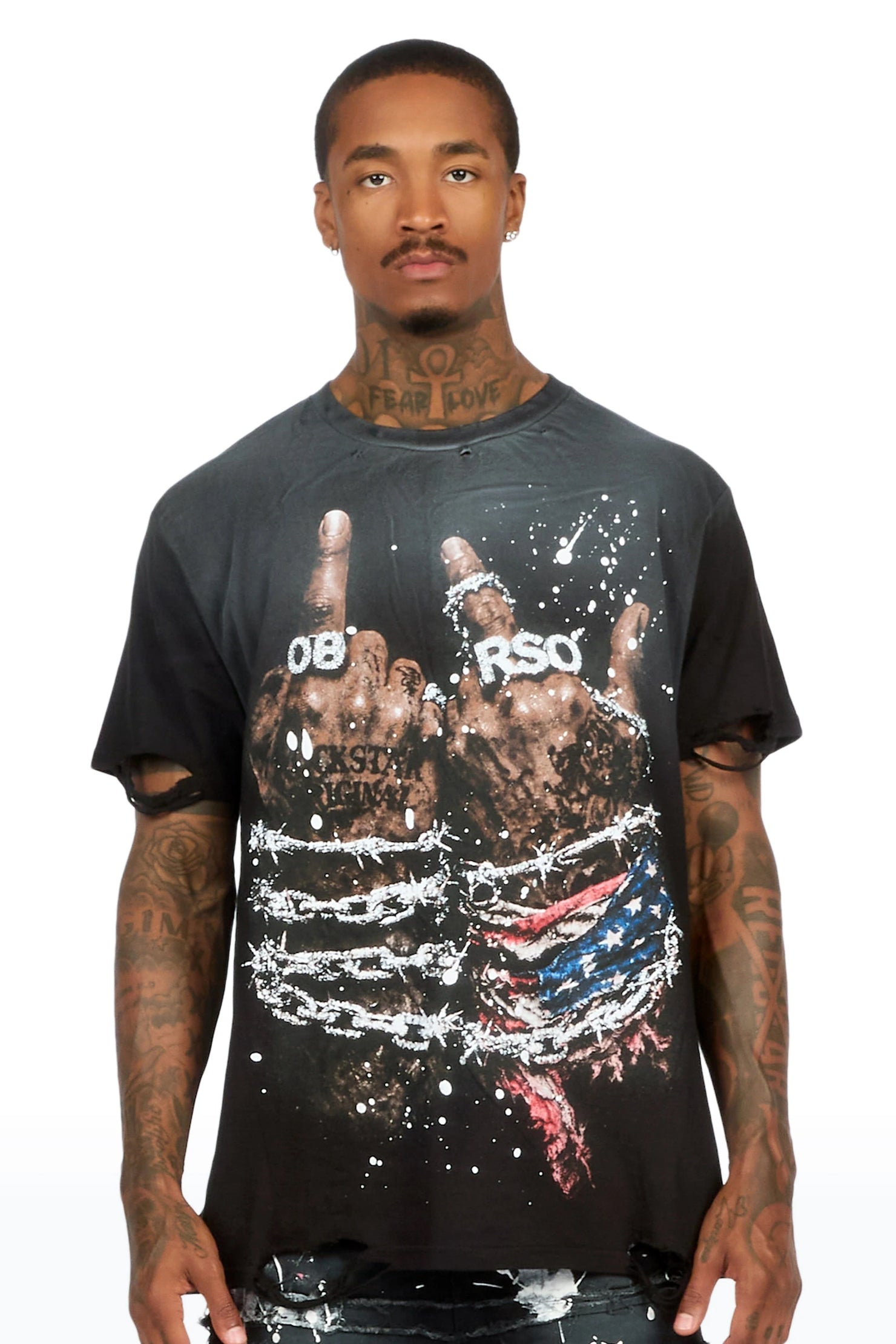 Melo Black Oversized Graphic T-Shirt