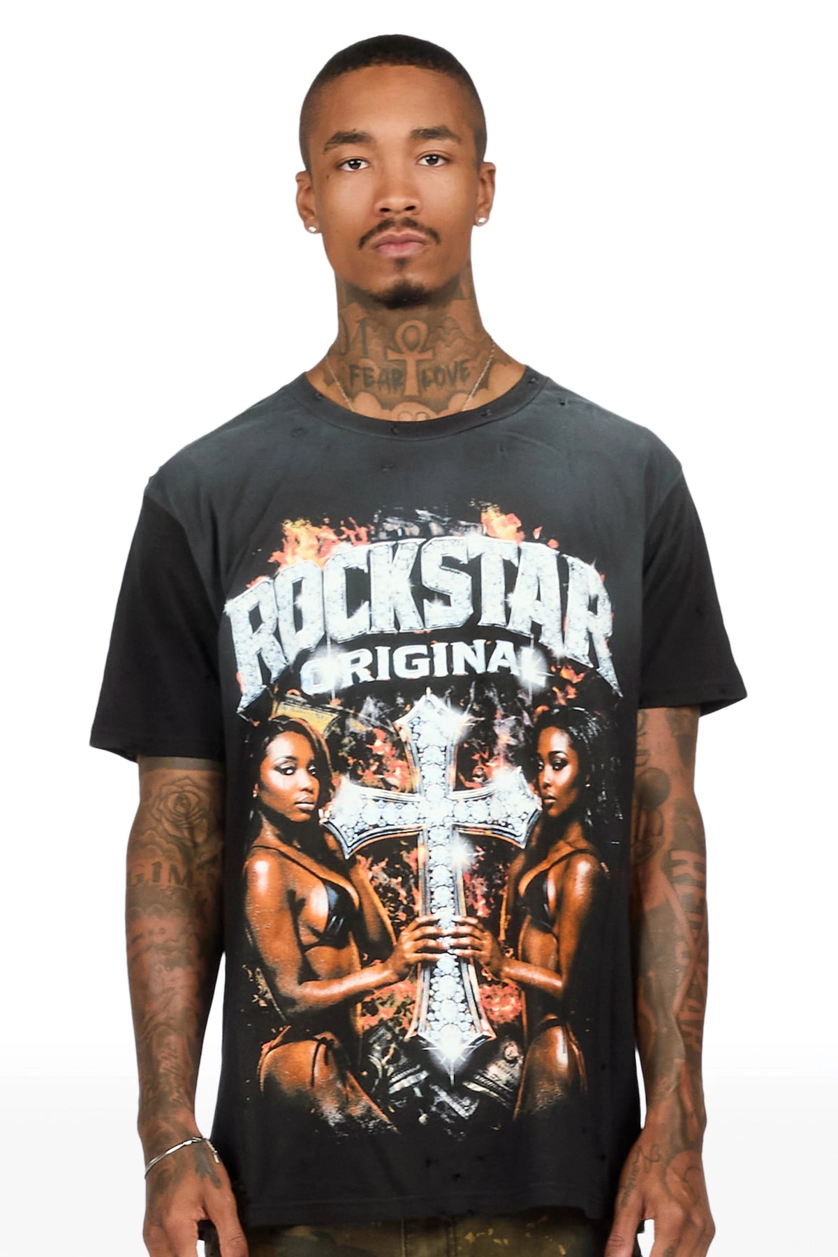 Laflare Black Oversized Graphic T-Shirt