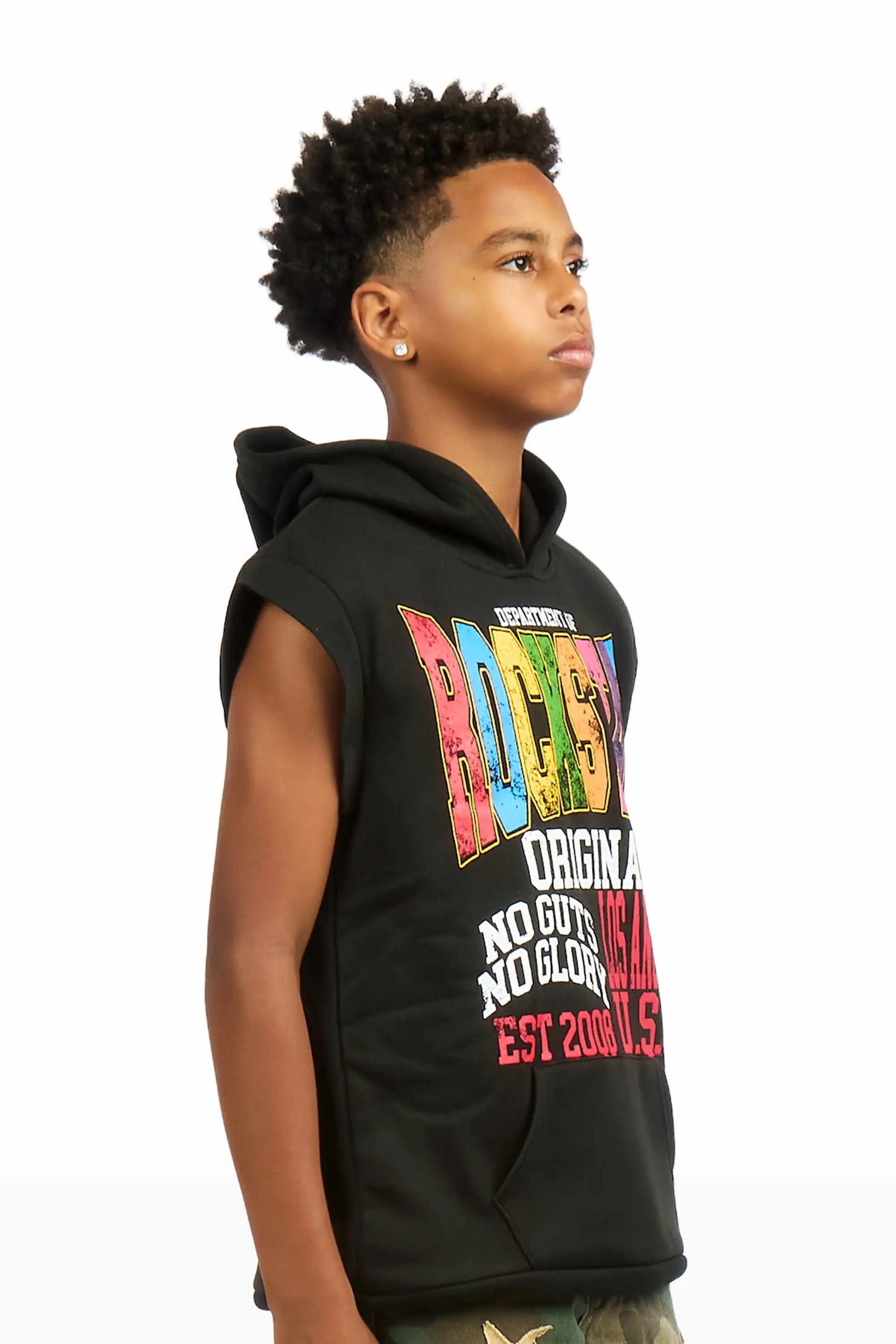 Boys Keen Black Sleeveless Hoodie